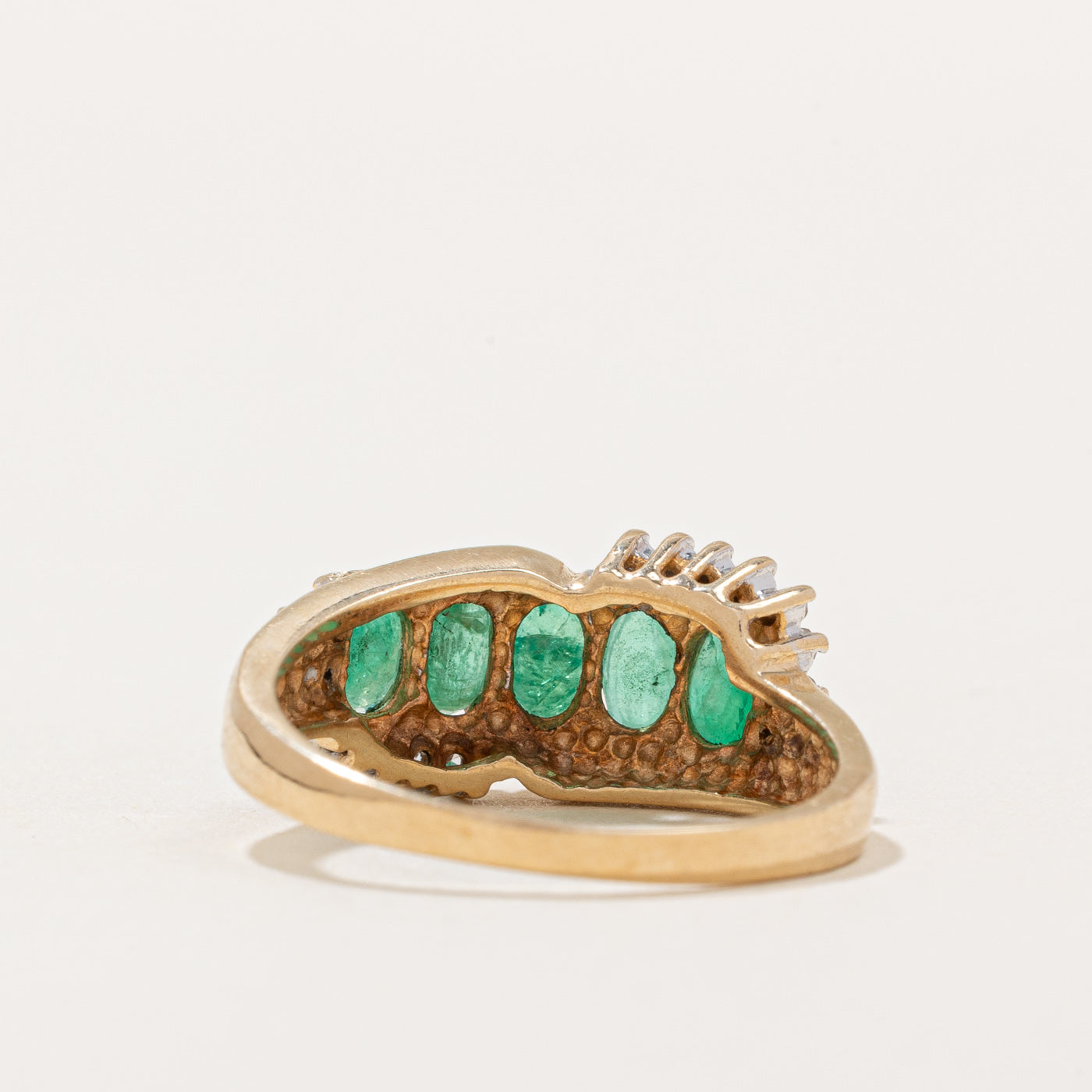 1.25ctw Five Stone Emerald & Diamond Ring - 0.08ctw Diamond Accents - Size 7 - Perfect for Engagement, Anniversary & Special Occasion Gifts