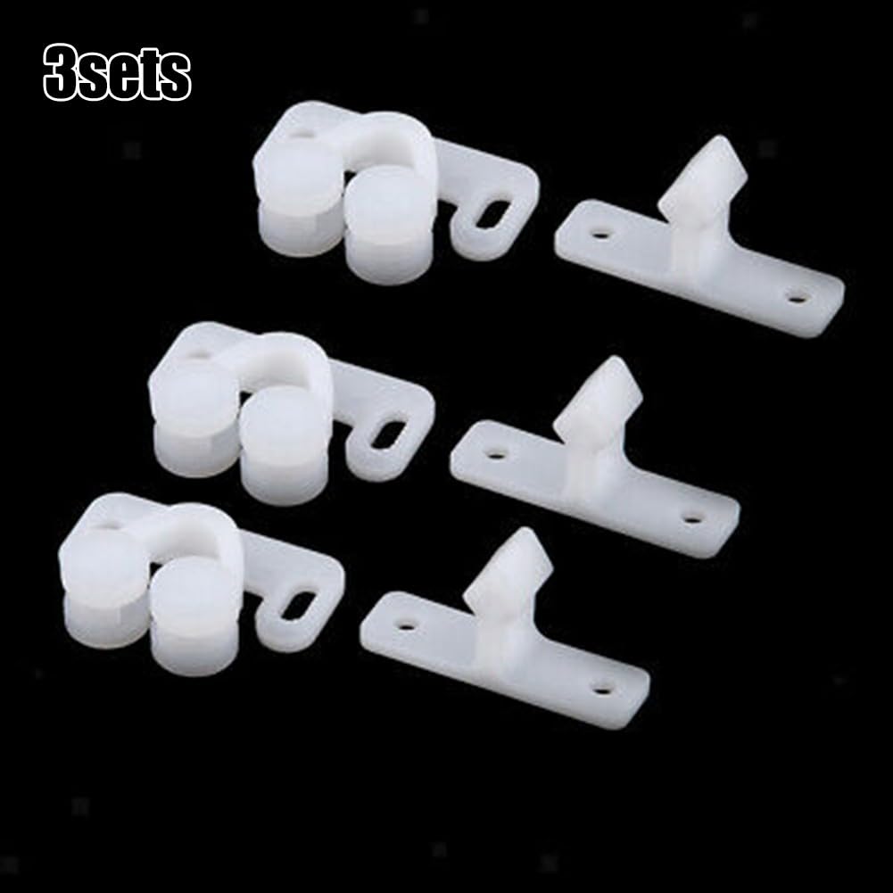 3Pcs White Marine Boat Ball Catch Door Cupboard Spring Back Plates Roller Latch Plastic Catches Cabinet Hardware - Durable Cabinet Latches for Boats, RVs & Home Storage Use
