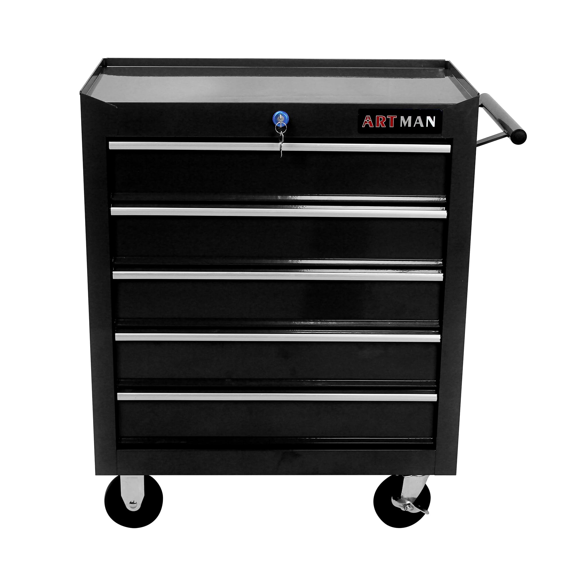 Campfun 5-Drawer Rolling Tool Cart - Heavy Duty Metal Tool Storage Organizer with Locking Wheels & Interlock System - Multifunctional Mechanic Tool Chest for Garage, Workshop, Auto Repair - Perfect for Tool Organization & Mobile Workstations