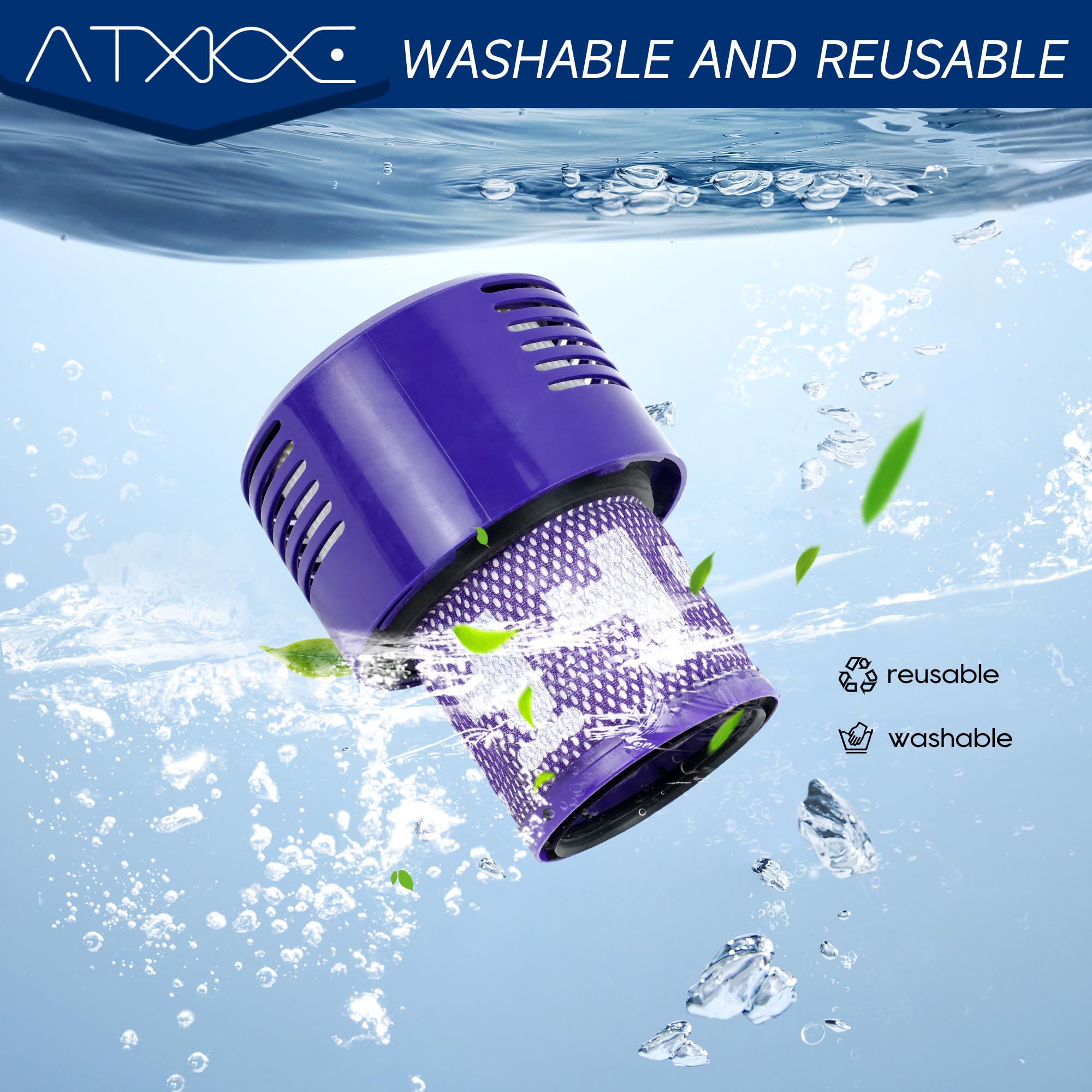 ATXKXE V10 Replacement Filters - 4 Pack HEPA Filters & Cleaning Brush Compatible with Dyson V10 Cyclone Vacuum - Perfect for Pet Hair, Allergies & Home Cleaning