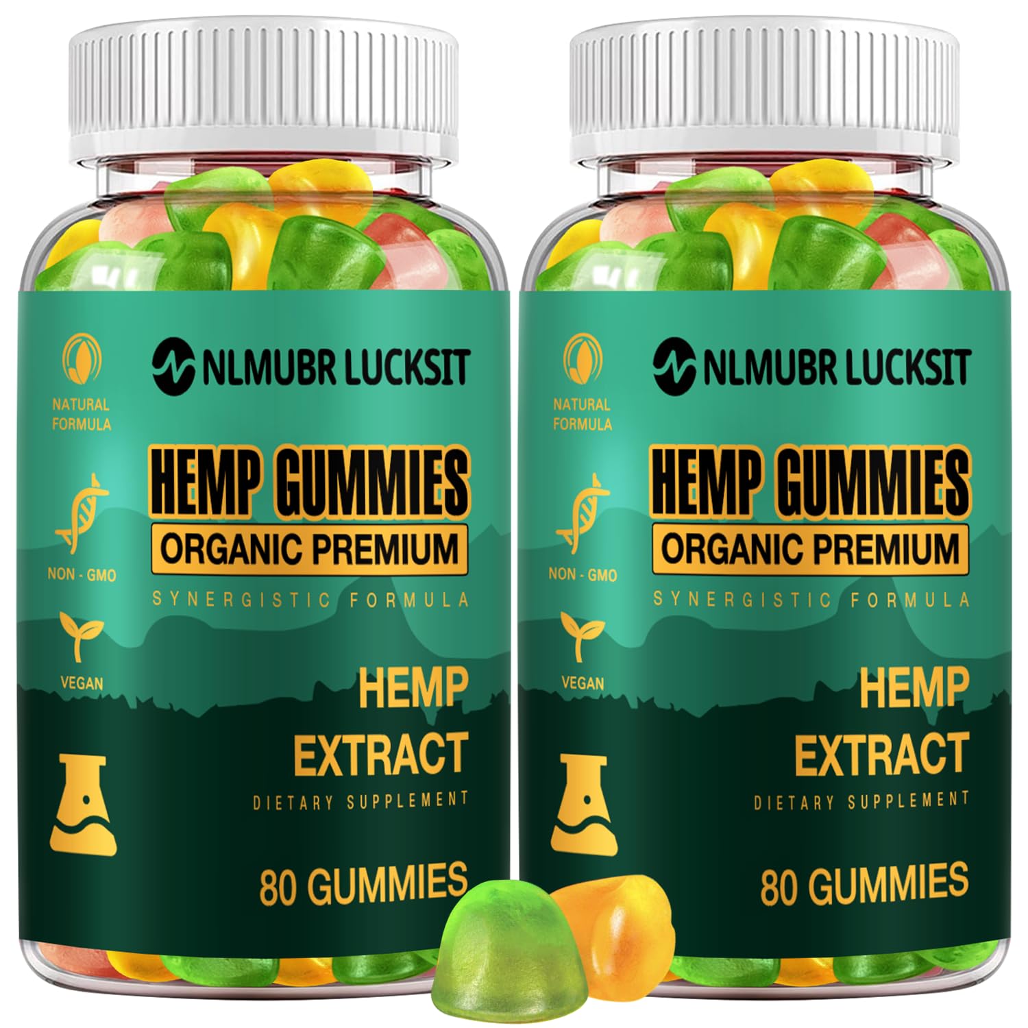 High Potency Hemp Gummies (2 Packs) - Organic Vegan Hemp Oil Extract Gummy Bears - Natural Stress Relief & Sleep Aid - Perfect for Relaxation, Anxiety Relief & Better Sleep