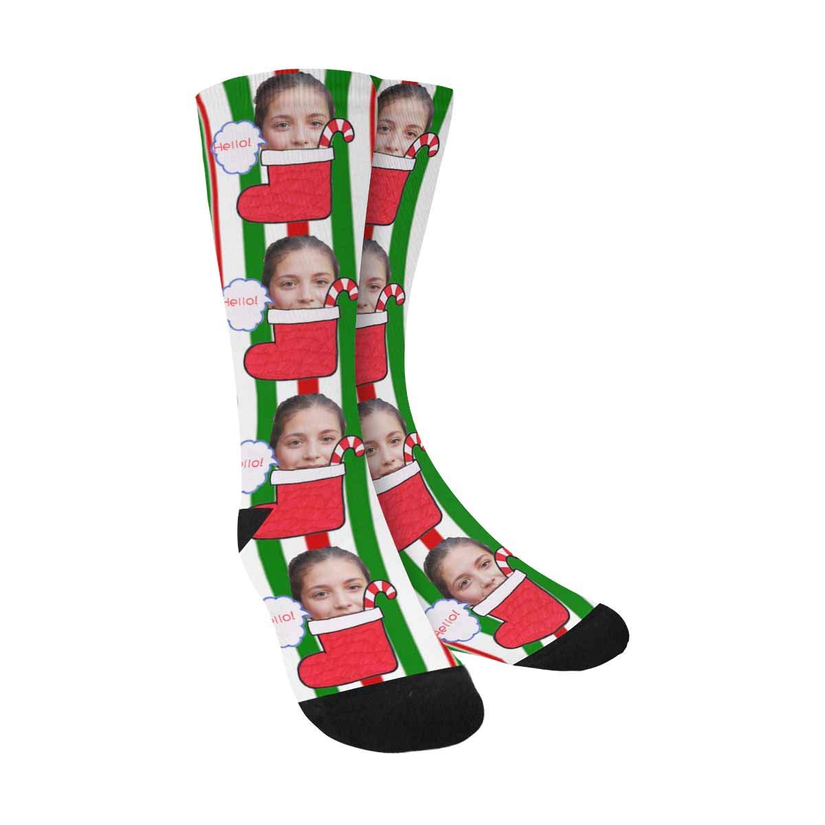 Custom Photo Face Sublimated Crew Socks - Personalized All Over Print Unisex Socks - Perfect Gift for Birthdays, Anniversaries & Special Occasions