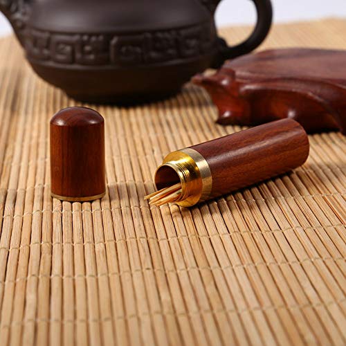 Portable Wooden Toothpick Holder Dispenser - Mini Pocket Toothpick Box for Home, Office & Travel (Rosewood) | Compact & Hygienic Toothpick Storage Solution