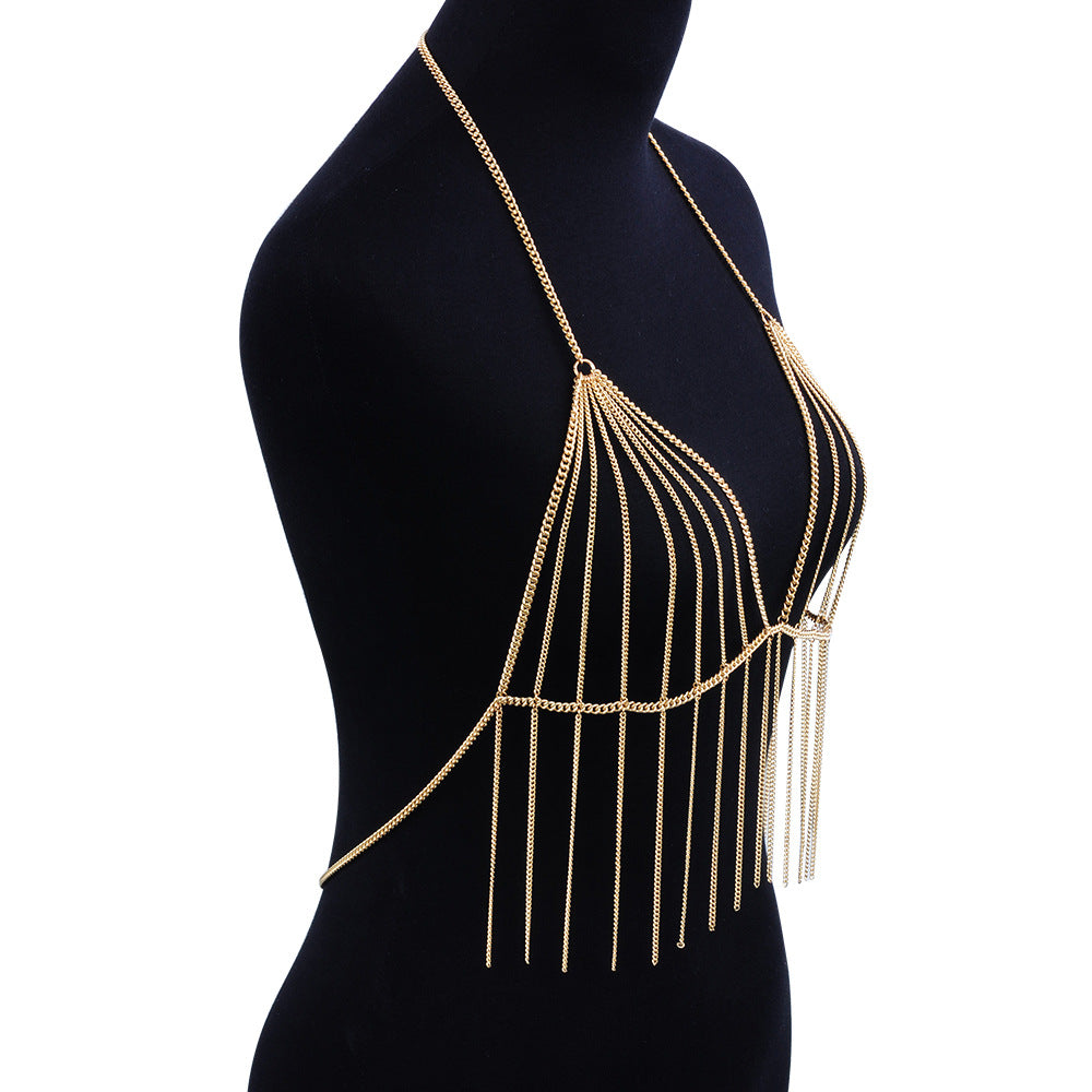 Exaggerated Gold Multi-Layer Tassel Jewelry Set - Elegant Statement Necklace for Women - Perfect for Parties, Weddings & Special Occasions