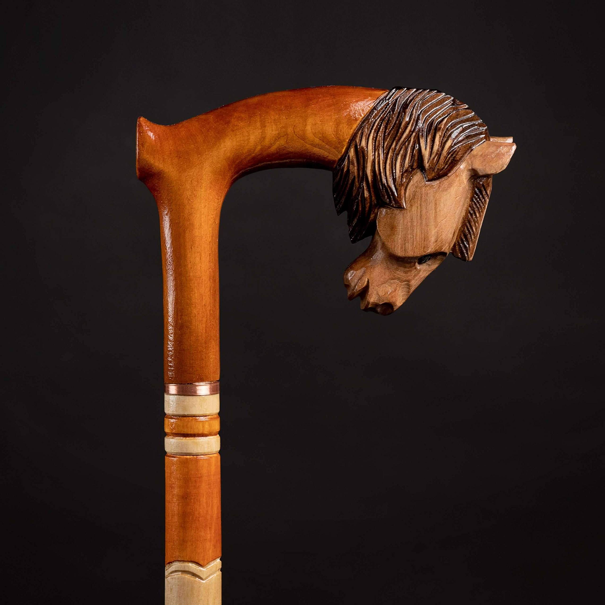 Hand Carved Wooden Walking Cane - Handmade Riding Horse Design Walking Stick for Men & Women - Premium Handcrafted Animal Cane for Hiking, Outdoor Adventures & Fashion Accessory
