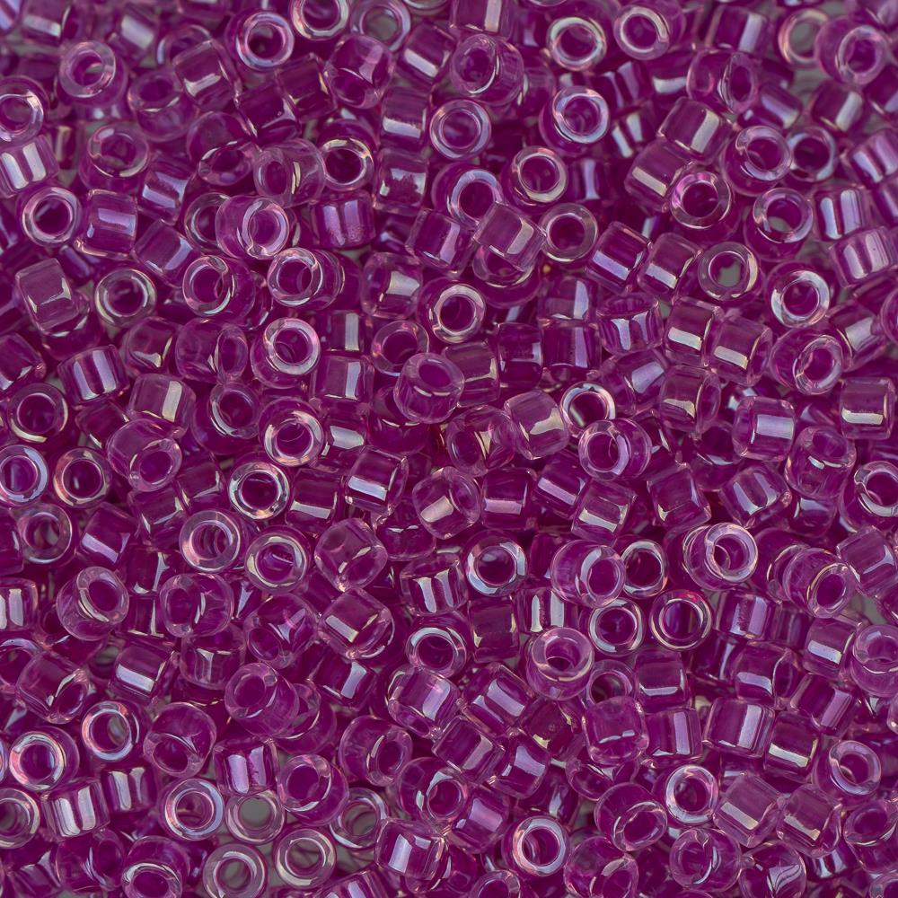11/0 Delica Beads #0074 Light Fuchsia AB Lined (5.2g) - Perfect for Jewelry Making, Beadwork & DIY Crafts