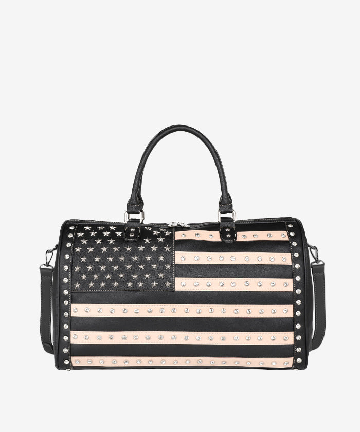 Montana West American Pride Studded Weekender Bag - Stylish Travel Duffel for Women, Perfect for Weekend Getaways & Gym Essentials