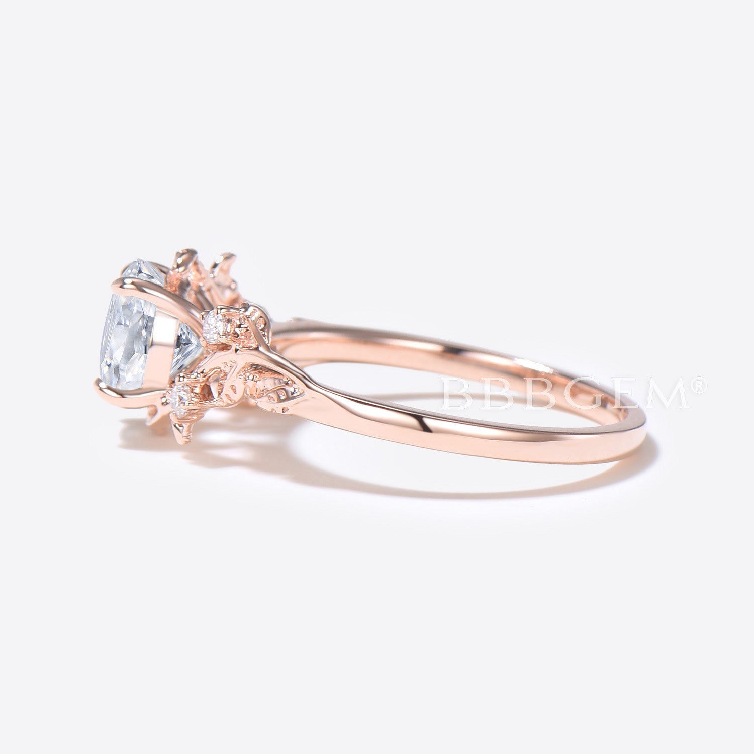 Lab Grown Diamond Engagement Ring 14K Rose Gold - Leaf Vine Wedding Band for Women, Perfect for Proposals, Anniversaries & Romantic Occasions