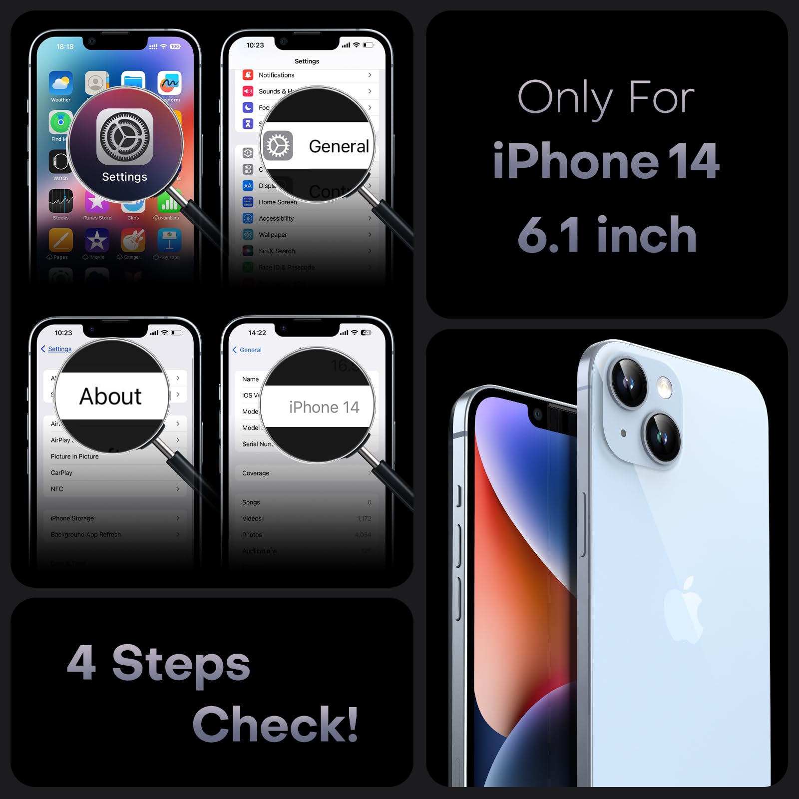 TOCOL Magnetic iPhone 14 Case with 2 Pack Screen Protector - Upgraded Full Camera Protection, MagSafe Compatible, Translucent Matte Hard Back Cover for 6.1