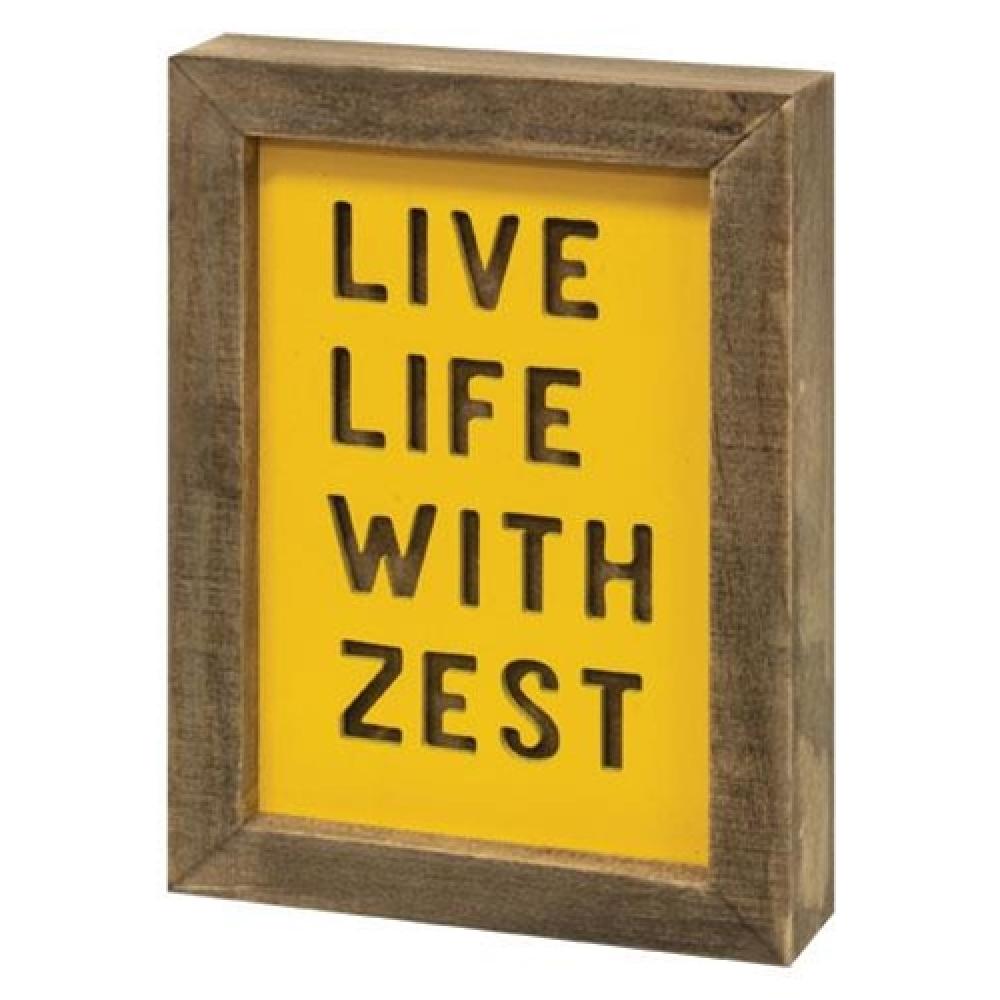 Live Life With Zest Frame - Motivational Wall Art for Home & Office Decor - Perfect for Living Rooms, Bedrooms and Workspaces