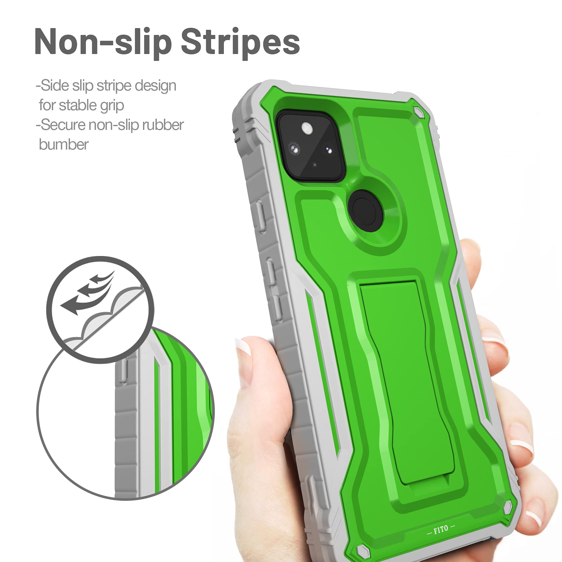 Shockproof Google Pixel 5A Case with Kickstand & Screen Protector - for Outdoor Protection