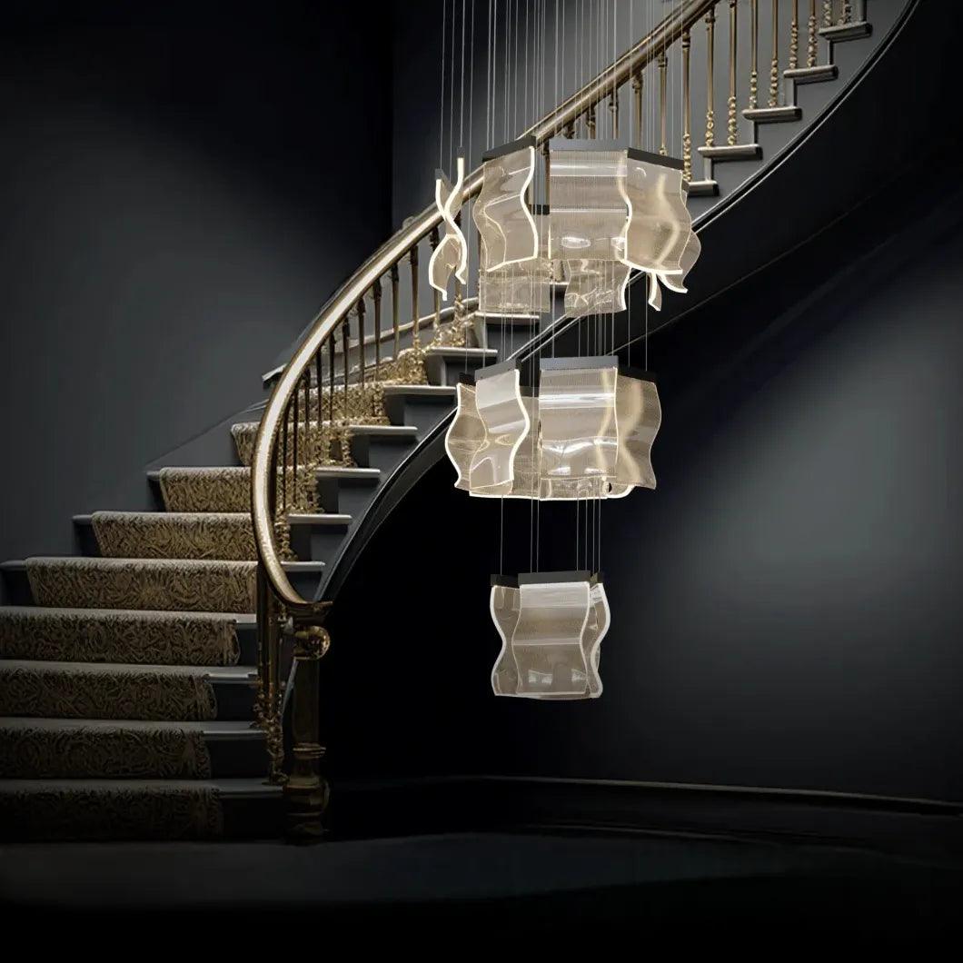 Modern Square Stacking Chandelier for Living Room - Elegant Ceiling Light Fixture for Dining Room, Bedroom & Home Decor