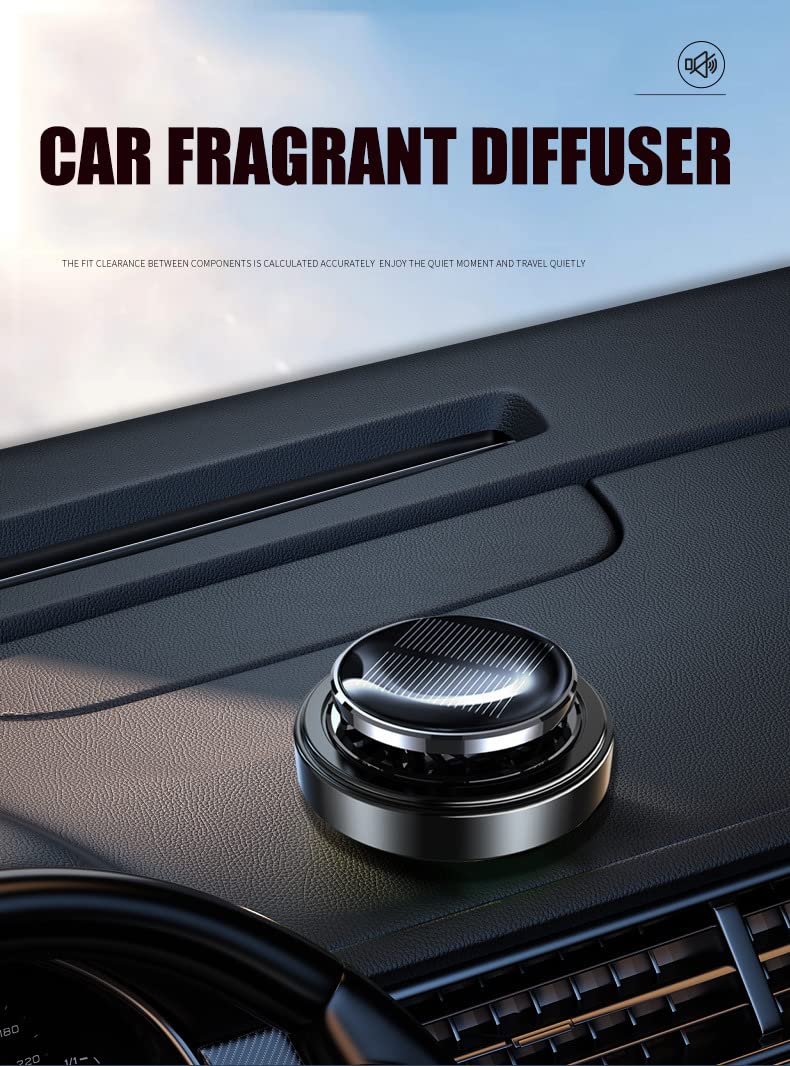 Solar Powered Car Air Freshener with Essential Oils - Rotating Aromatherapy Diffuser & Air Purifier for Home, Office & Car - Natural Fragrance to Relieve Fatigue - Perfect Gift & Decoration for Cars