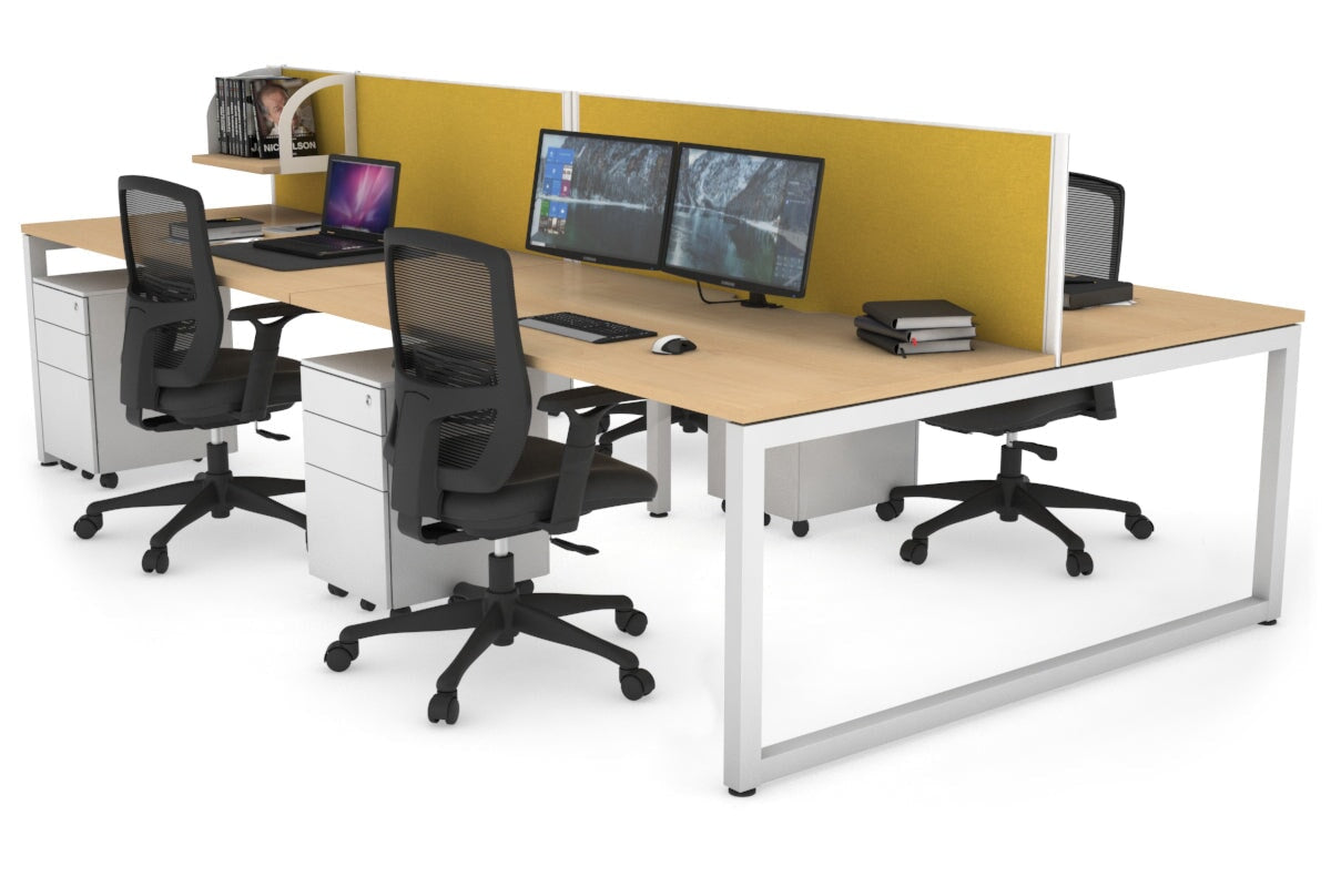 Quadro Loop Legs 4-Person Office Workstation - 1400L x 800W with Cable Management Scallop - Perfect for Collaborative Workspaces & Open Office Environments