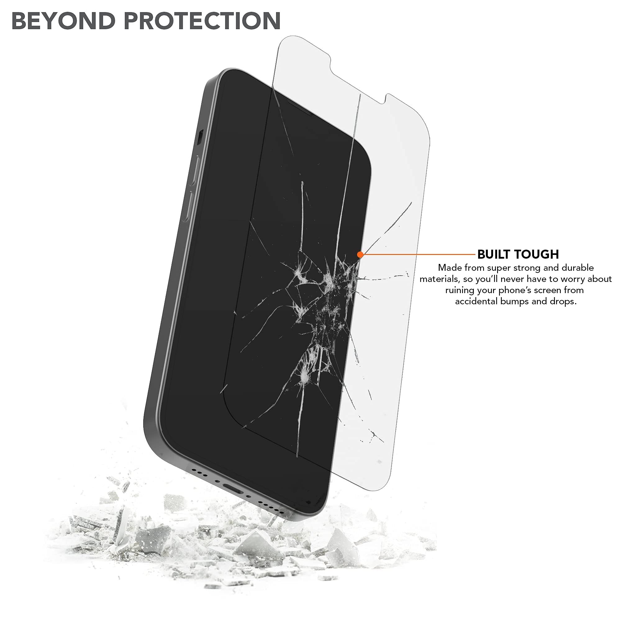 Rokform Rugged Case for iPhone 13 Pro Max with 2-Pack Tempered Glass Screen Protector - Shockproof Protective Cover for Outdoor, Work & Adventure Activities