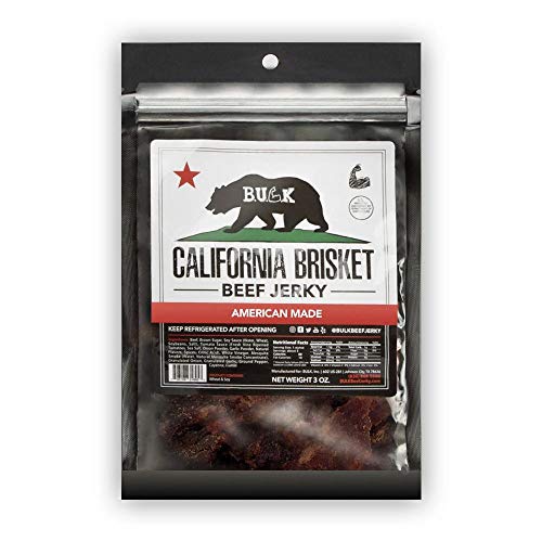 Premium Bulk California American Made Beef Carnivores Jerky Brisket Snacks - Medium Toughness, MSG-Free, BBQ Mesquite Flavor (3 Ounce) | High Protein Keto Snack for Hiking, Camping & Road Trips