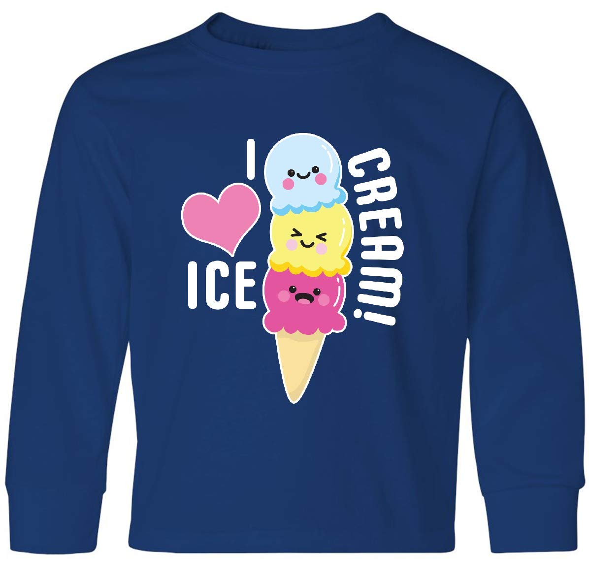I Love Ice Cream Cute Cone Youth Long Sleeve T-Shirt | Fun Summer Outfit for Kids & Teens | Ice Cream Lover Gift