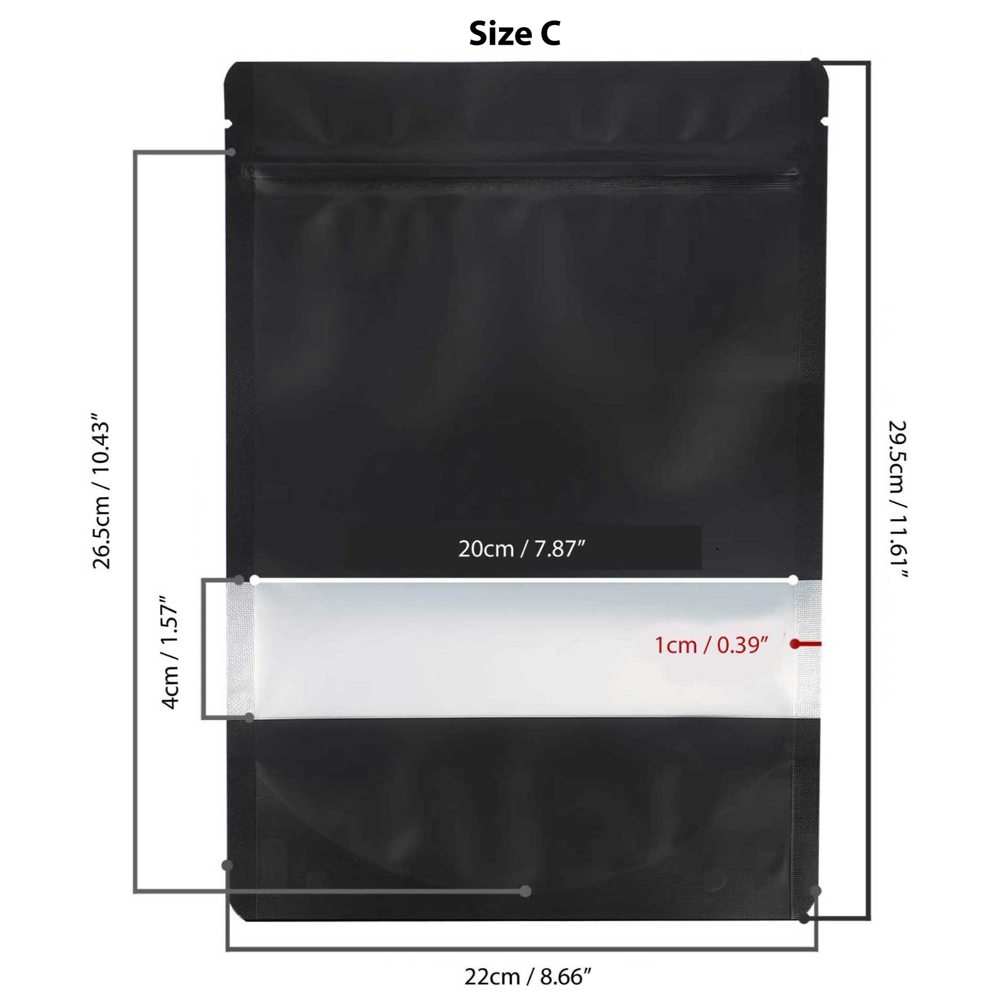 100 Resealable Mylar Stand Up Bags 29.5x22cm (11.6x8.7in) - Black Food Storage Zip Pouch for Coffee, Tea, Snacks & Dry Goods | Airtight, Durable & Reusable Packaging Solution