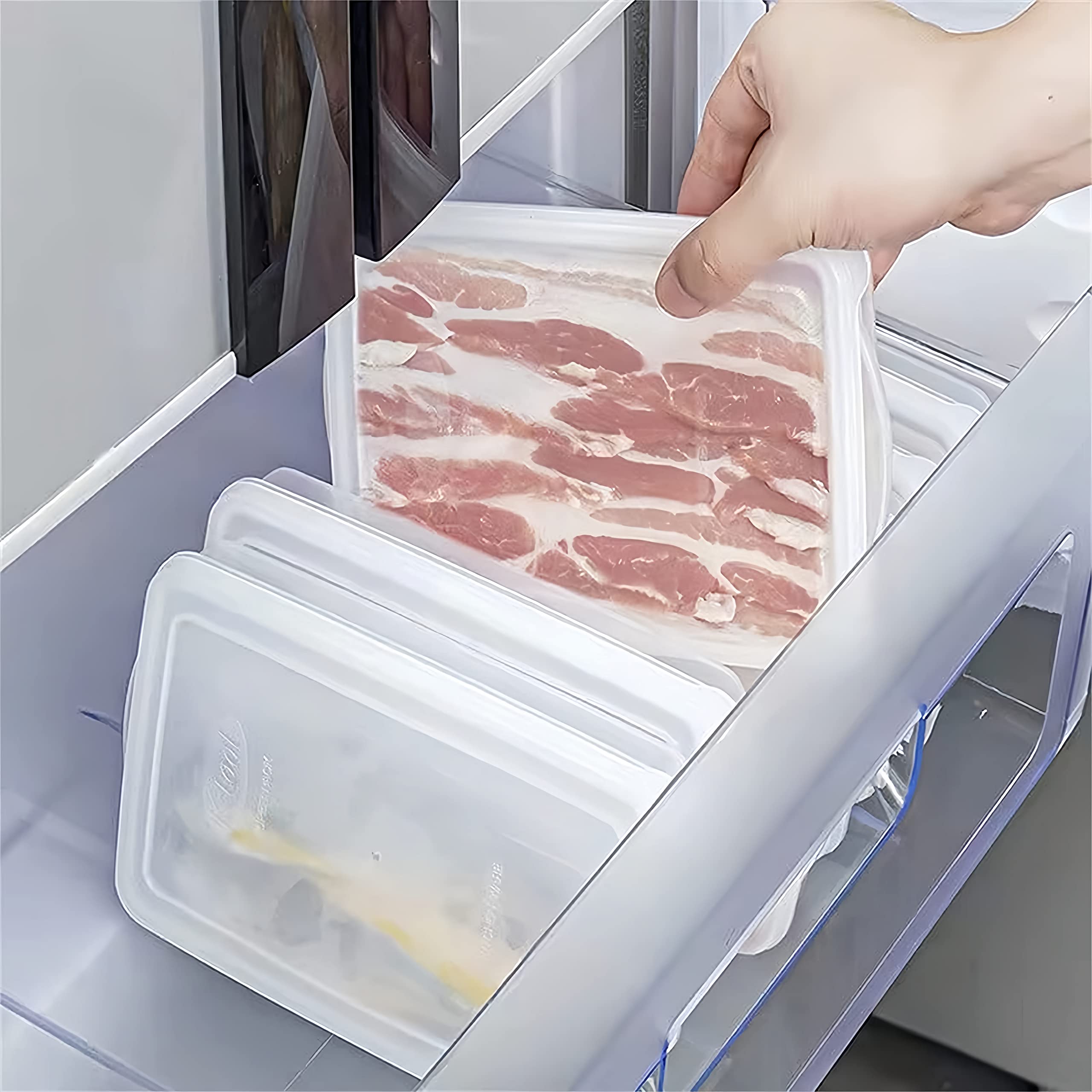 2-Pack Airtight Plastic Bacon Storage Containers with Lids - Food Saver for Cold Cuts, Cheese & Deli Meats - Refrigerator & Freezer Safe - Ideal for Meal Prep, Lunch Box & Cookie Storage