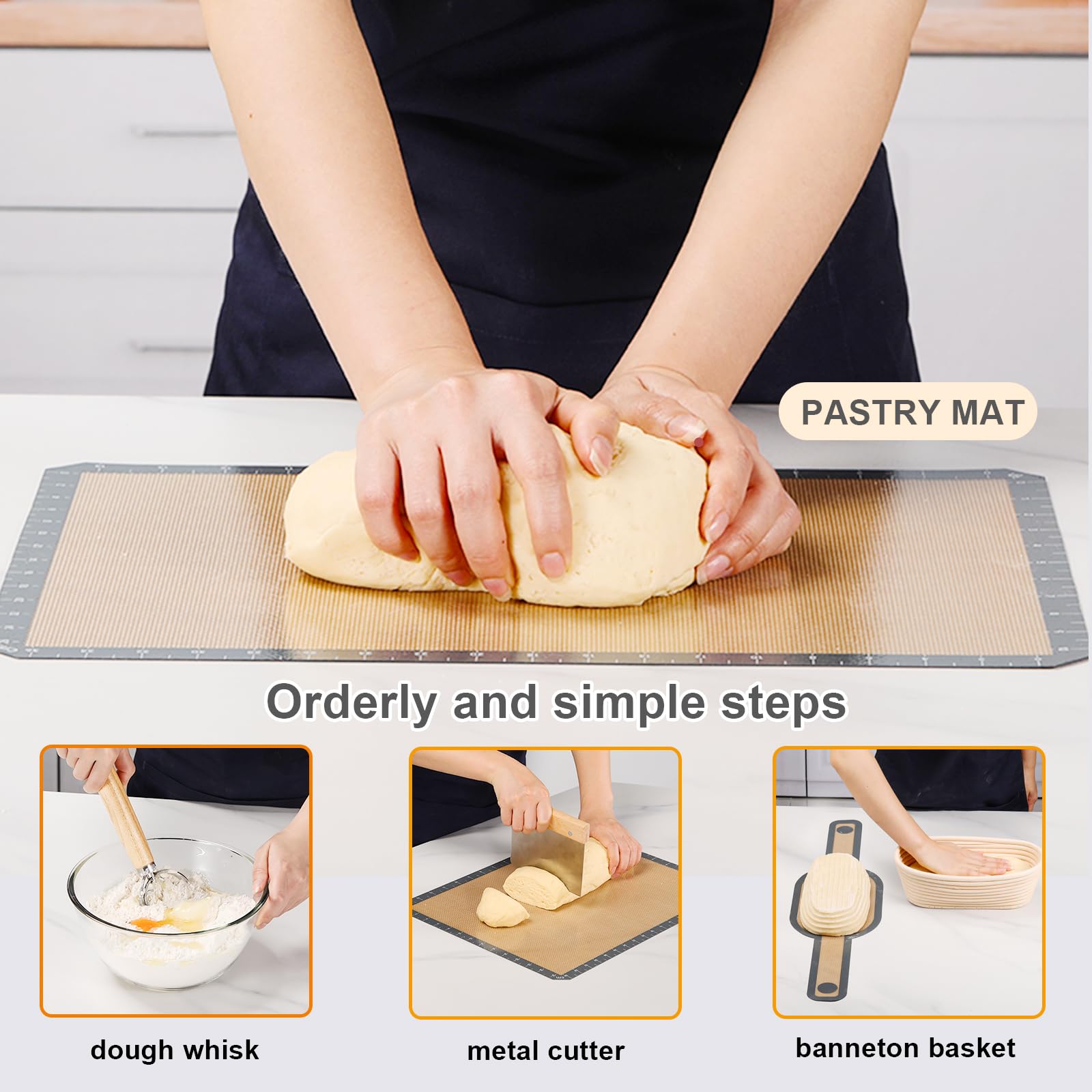 2-Pack 10 Inch Oval Bread Proofing Baskets with Dough Whisk & Cleaning Brush – Sourdough Starter Kit, Perfect Baker's Gift for Artisan Bread Making at Home