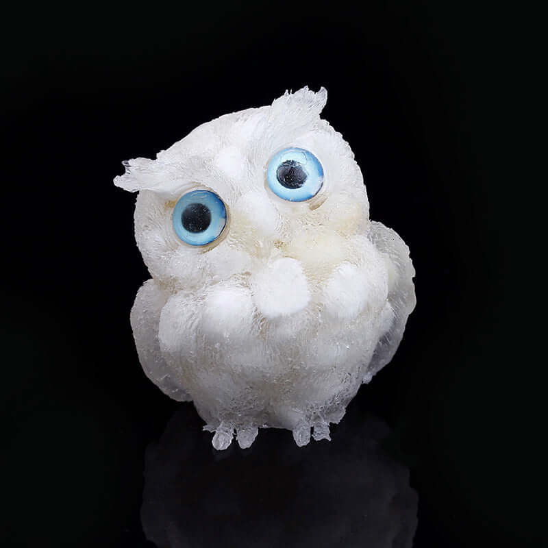 Crystal Stone Owl Ornaments - Handcrafted Table Top Decor for Home & Office | Feng Shui Gift, Zen Meditation Decor, Bookshelf Display | A6565