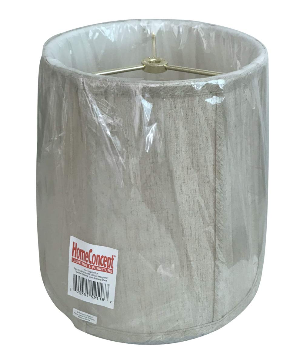 10x12x12 Textured Oatmeal Linen Fabric Drum Lampshade with Brass Spider Fitter - Medium Off-White Lamp Shade for Table & Desk Lamps - Ideal for Living Room, Bedroom, and Office Lighting Decor