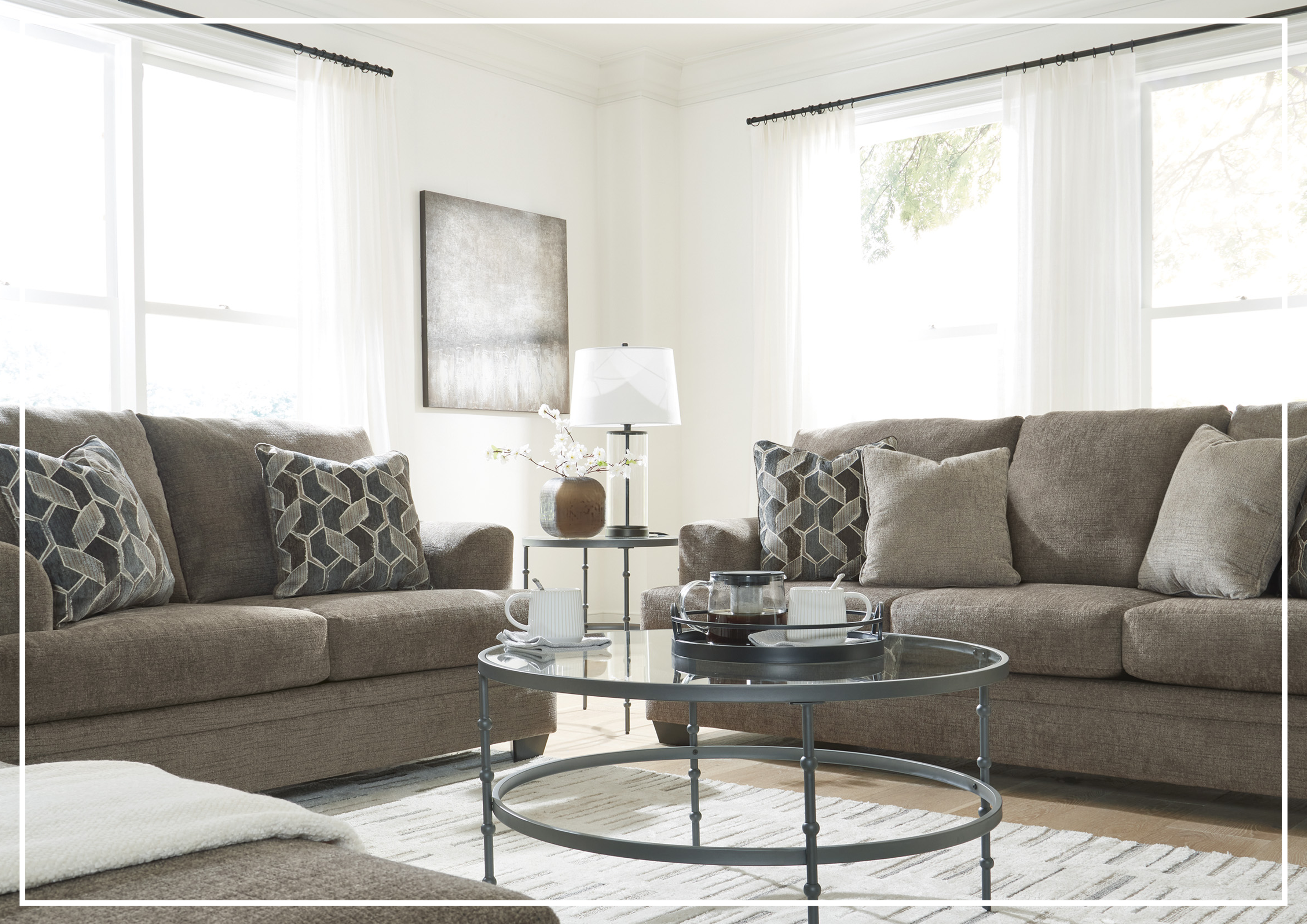 Gio Italia Seabrook 3-Seater Sofa in Taupe - Modern Upholstered Living Room Furniture for Home & Office Comfort