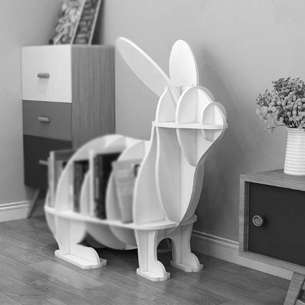 Kids Book Shelf Organizer - Rabbit-Shaped Floor Book Display & Room Divider | Eco-Friendly High-Density Board | No Assembly Required | Perfect for Nursery, Playroom & Classroom Organization