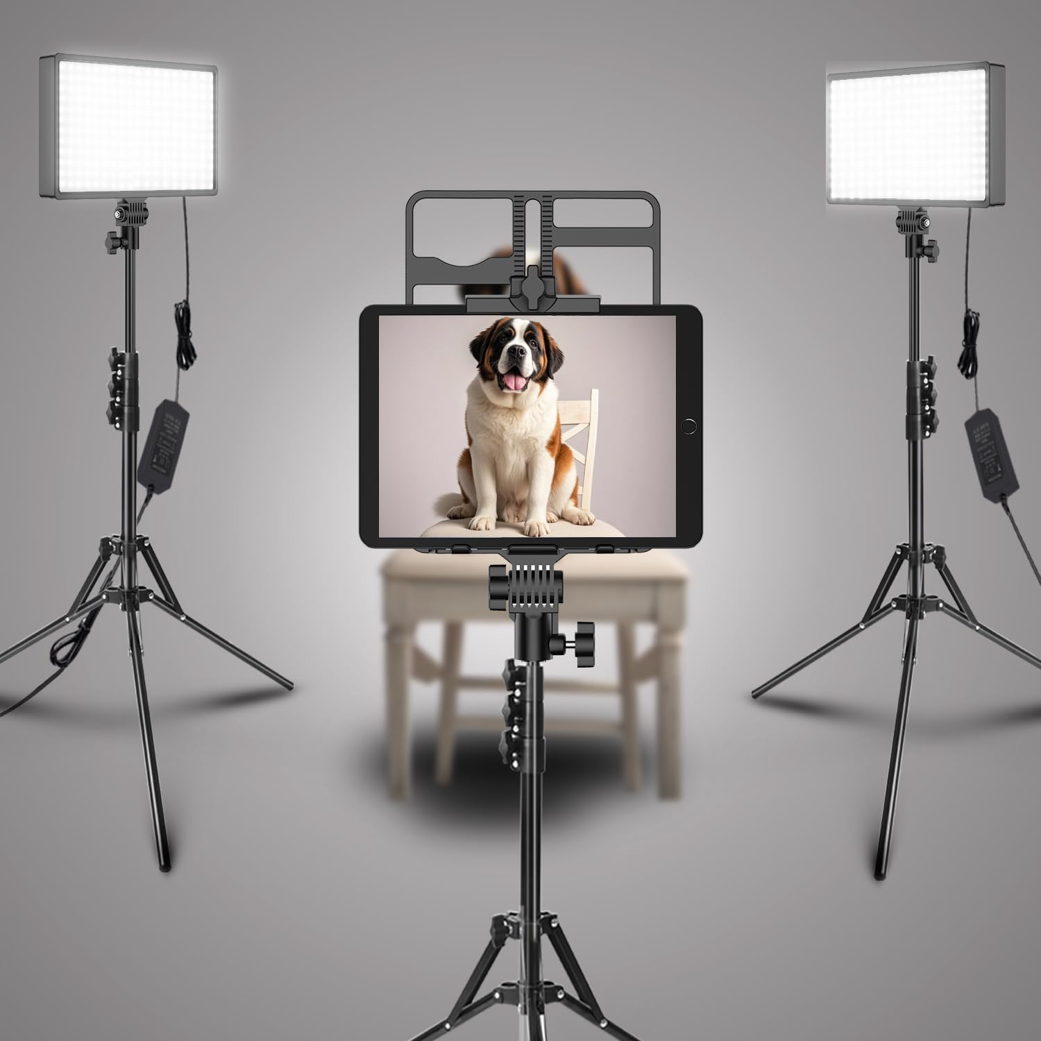 2 Packs Dimmable Bi-Color 432 LED Video Light Kit with Stand - 50W Studio Lighting for Photography & Videography - Includes Remote Controllers, 360° Ball Heads & Phone/Tablet Holders (Black) - Perfect for YouTube, TikTok, Live Streaming & Content Creation