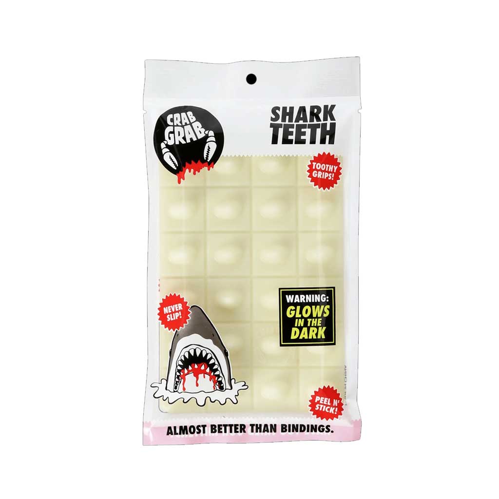 Crab Grab Shark Teeth Stomp Pad - Glow in the Dark Non-Slip Traction Pad for Snowboards & Surfboards - Perfect for Night Riding and Water Sports