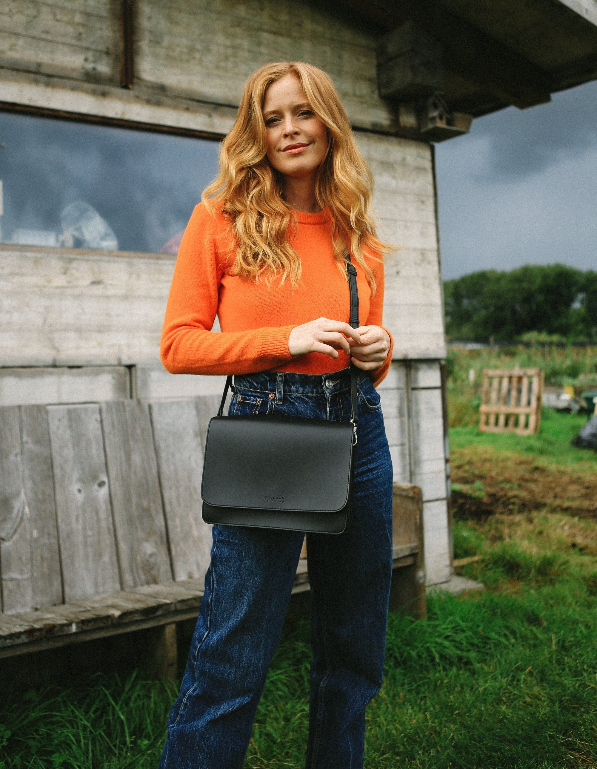 Audrey Vegan Leather Crossbody Bag for Women | Black | Stylish & Eco-Friendly Apple Leather Purse for Everyday Use, Work & Travel