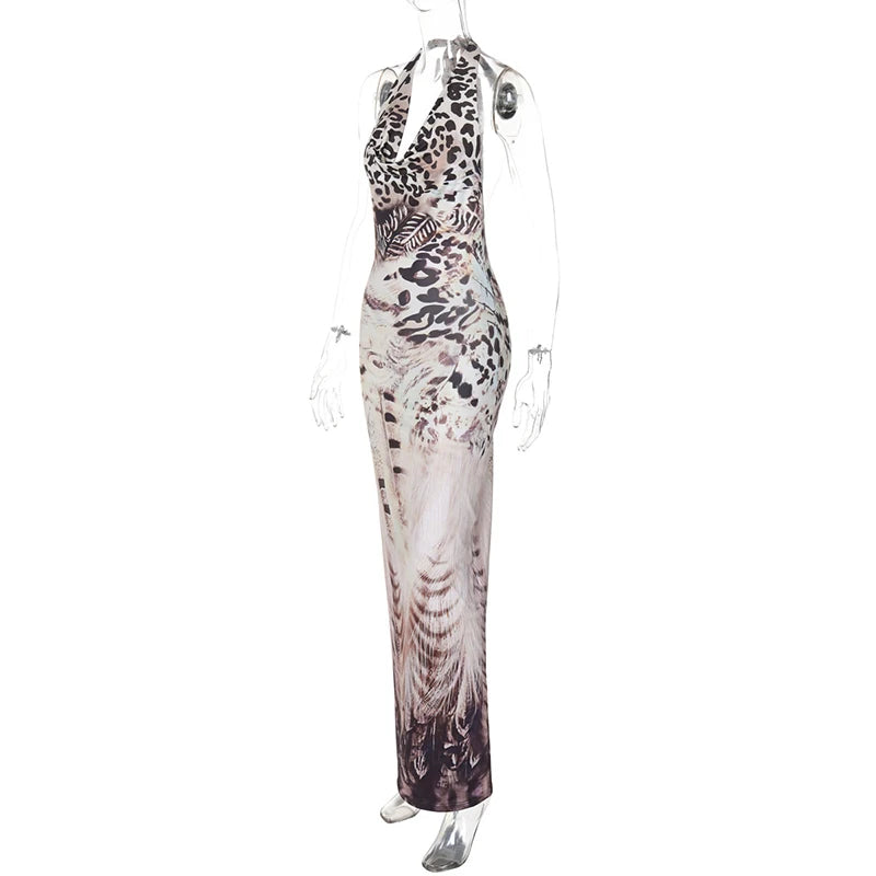 Sexy Backless V-Neck Lace-Up Maxi Dress for Women - Slim Fit Sleeveless Hollow Out Summer Dress | Perfect for Beach Vacation, Evening Party & Autumn Date Night