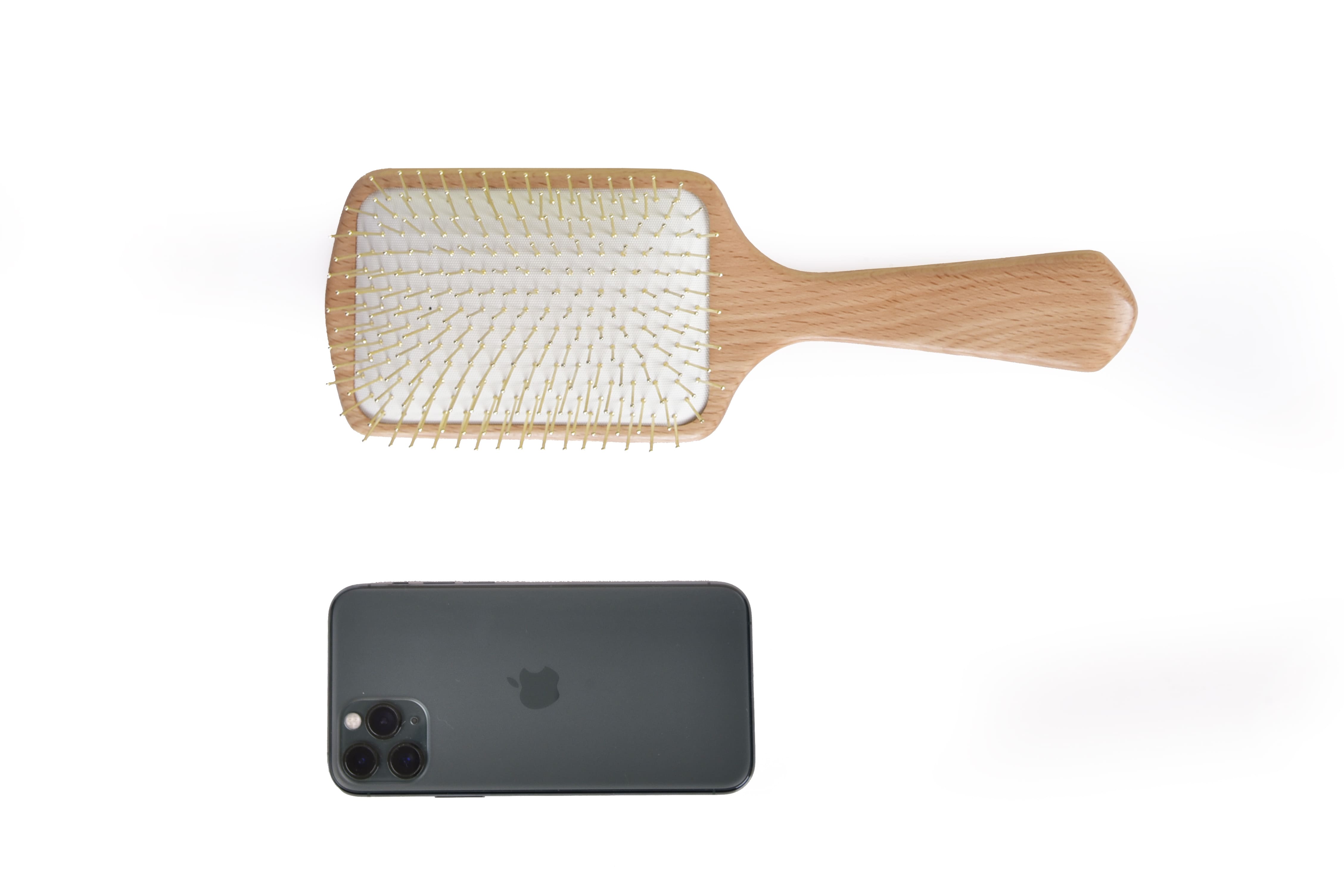 FSC Certified Beech Wood Metal Pin Hairbrush - Natural Wooden Hair Brush for Detangling & Styling - Perfect for Daily Hair Care & Salon Use