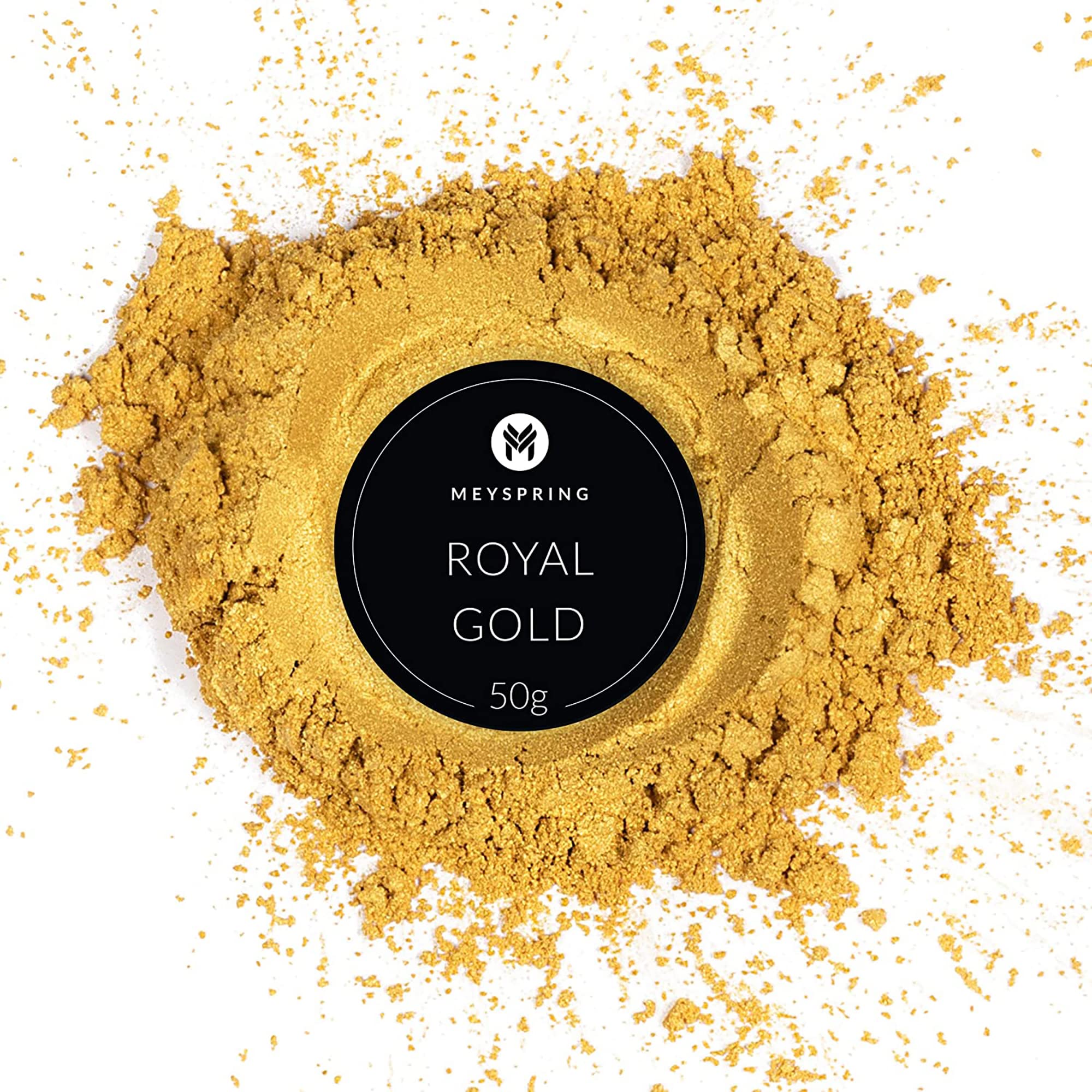 MEYSPRING Royal Gold Mica Powder for Epoxy Resin & Kintsugi Repair - Cosmetic Grade Metallic Pigment for Resin Art, DIY Crafts & Cosmetic Makeup - Perfect for Jewelry Making, Resin Casting & Kintsugi Restoration