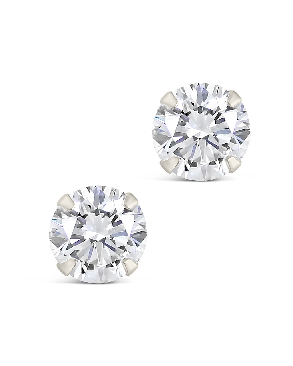Men's Sterling Silver 6mm Cubic Zirconia Stud Earrings - Elegant CZ Jewelry for Gifts, Weddings & Special Occasions