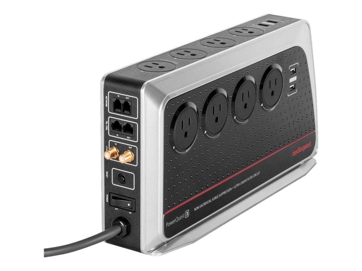 Audioquest PowerQuest 3 Power Conditioner - Premium Surge Protector with Noise Filtering for Home Theater & Hi-Fi Audio Systems | Perfect for Studio Equipment, Gaming PCs & Smart Home Devices