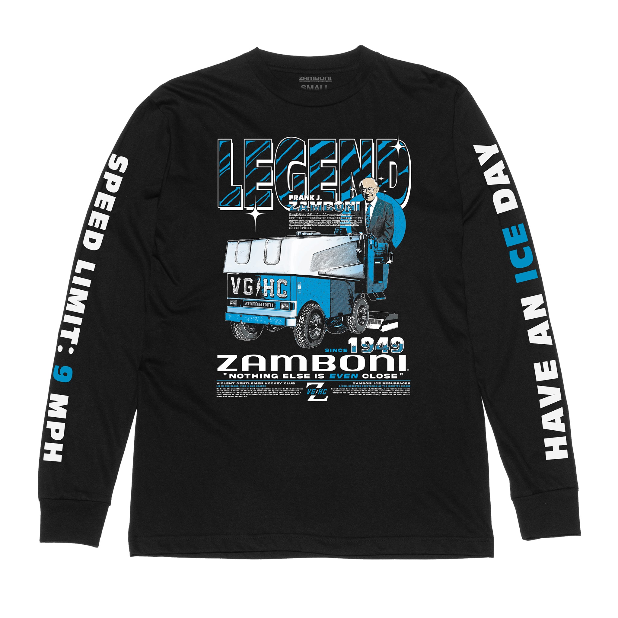 Frank J Zamboni Long Sleeve T-Shirt for Men - Vintage Ice Resurfacer Graphic Tee - Comfortable Cotton Shirt for Hockey Fans, Ice Skating Enthusiasts and Zamboni Lovers - Perfect for Casual Wear, Game Days and Winter Sports Events