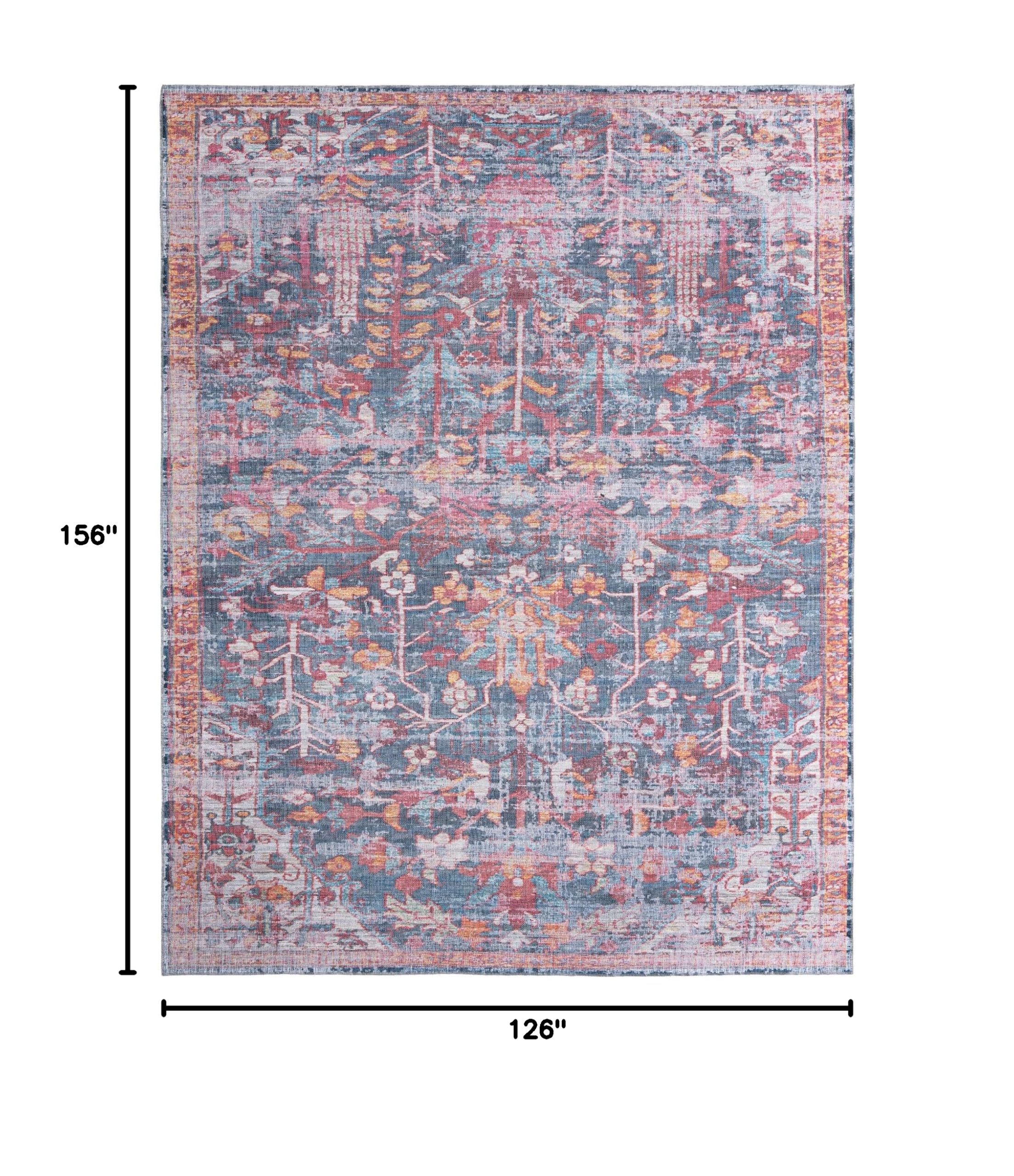 Washable Low-Pile Area Rug 10x13 Feet - Navy Blue Modern Maahru Collection - Non-Slip Living Room & Dining Room Rug - Perfect for High Traffic Areas, Open Floor Plans & Pet-Friendly Homes