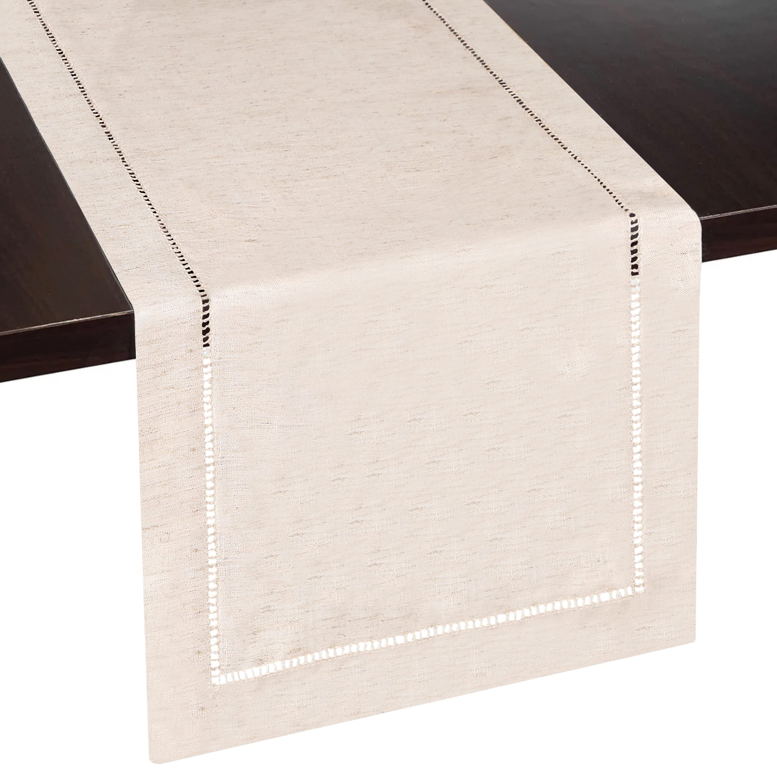 Beige Table Runner - Cream Farmhouse Table Runner, Natural Tan Dresser Scarf, Machine Washable Home Decor for Coffee Table, Bedroom, Dining & Living Room (13 x 90 Inches) - Perfect for Rustic Weddings, Holiday Decor & Farmhouse Style Dining