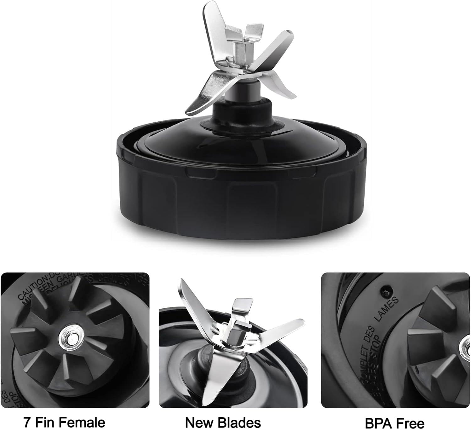 Premium Ninja Blender Replacement Parts - 7-Fin Stainless Steel Blender Blade for Ninja Cups | High-Speed Bearing & Leakproof Seal | Perfect for Smoothies, Protein Shakes & Food Prep
