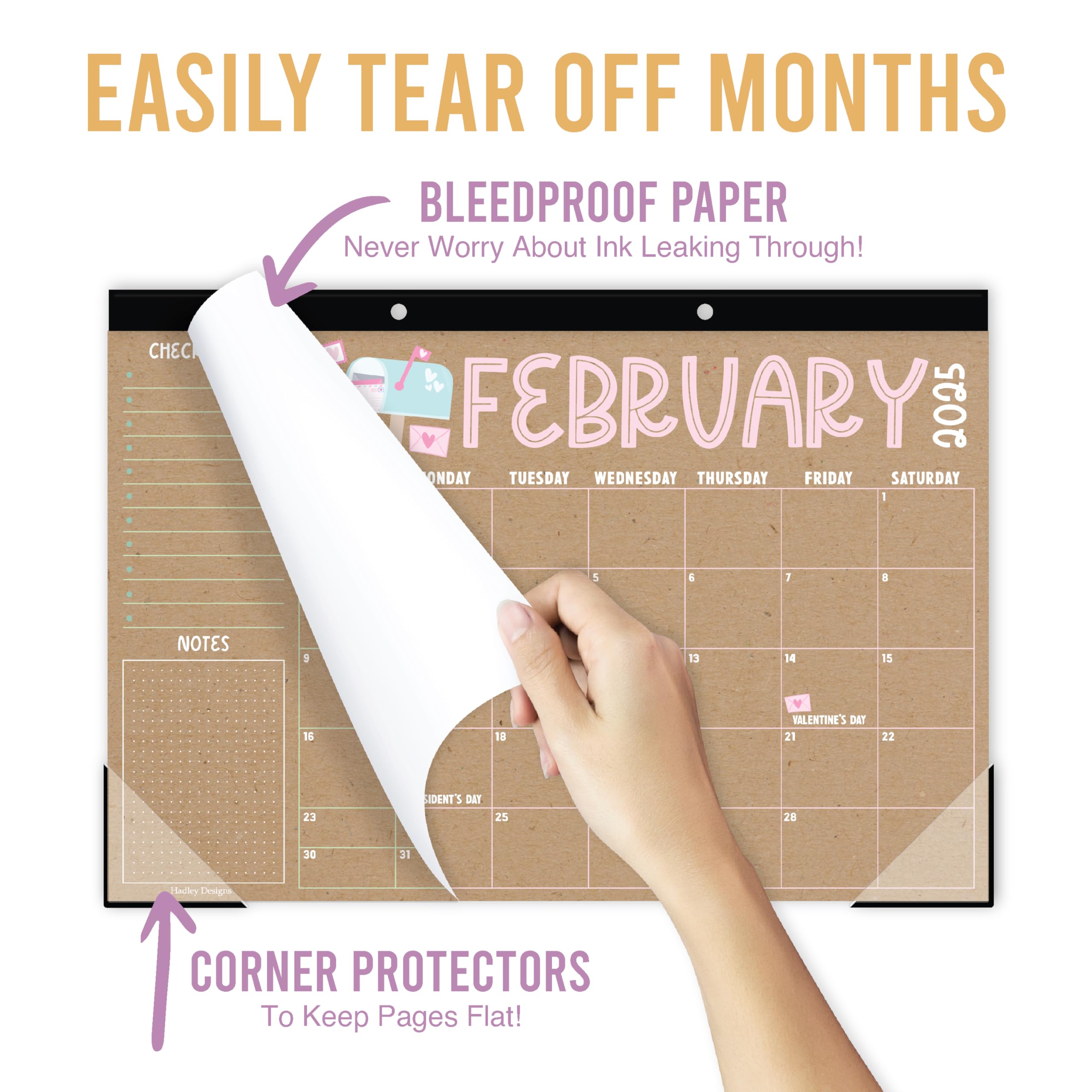 Hadley Designs Large 18-Month Desk Calendar 2025-2026 | 17