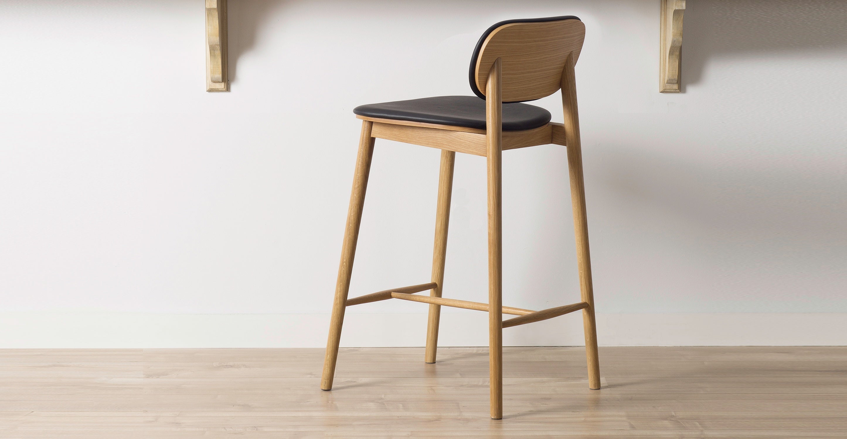 Bonato Leather Counter Stool - Modern Bar Stool with Cushioned Seat, Adjustable Height for Kitchen Island, Breakfast Bar & Home Decor