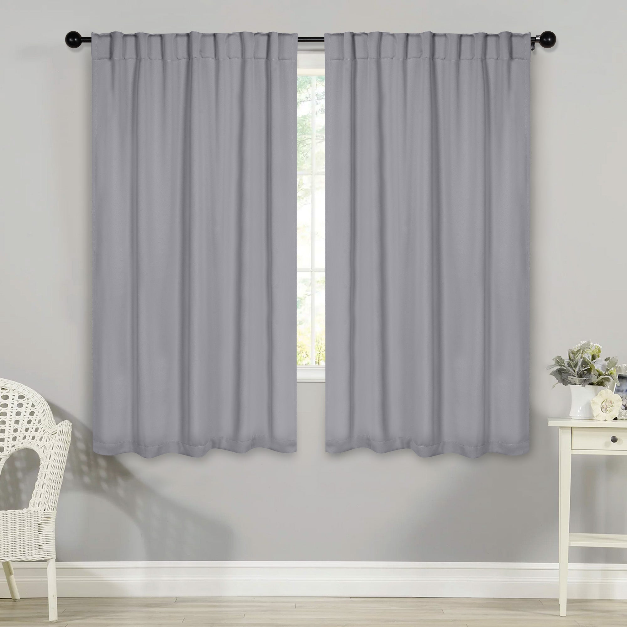 Premium Blackout Curtains for Bedroom - Solid Room Darkening Window Drapes with Back Tabs (Set of 2 Panels) - Perfect for Home Theater, Nursery & Light Sleepers