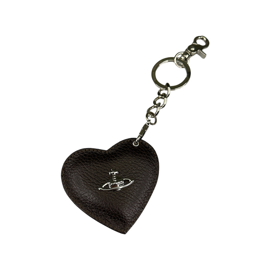 Vivienne Westwood Genuine Leather Heart & Orb Keychain - Stylish Designer Keyring for Bags, Keys & Gifts | Fashion Accessories for Women & Men