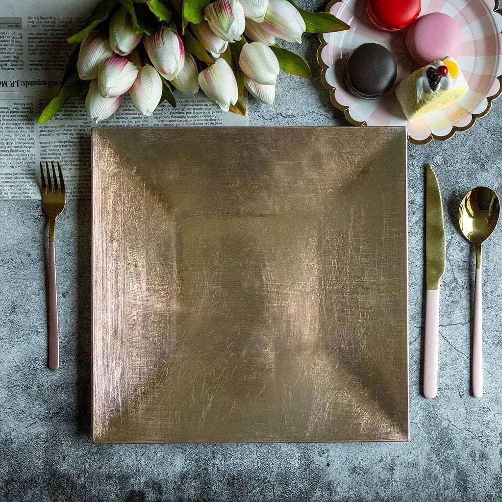 24-Piece 12-Inch Gold Square Balsa Wood Charger Plates for Wedding, Party, and Holiday Table Decor