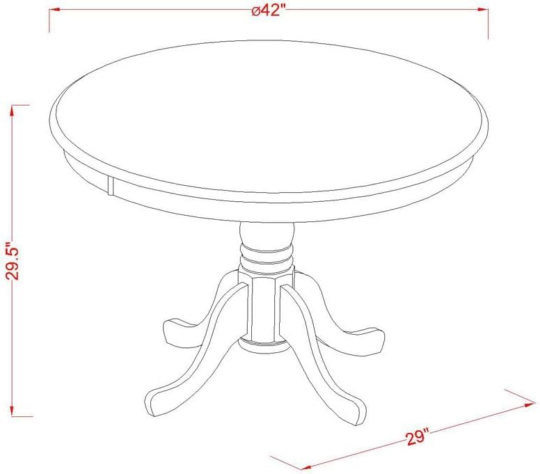 Hartland 42x42 Inch Round Dining Table with Pedestal Base in Cappuccino - Perfect for Kitchen, Breakfast Nook & Small Space Dining - East West Furniture HLT-CAP-TP