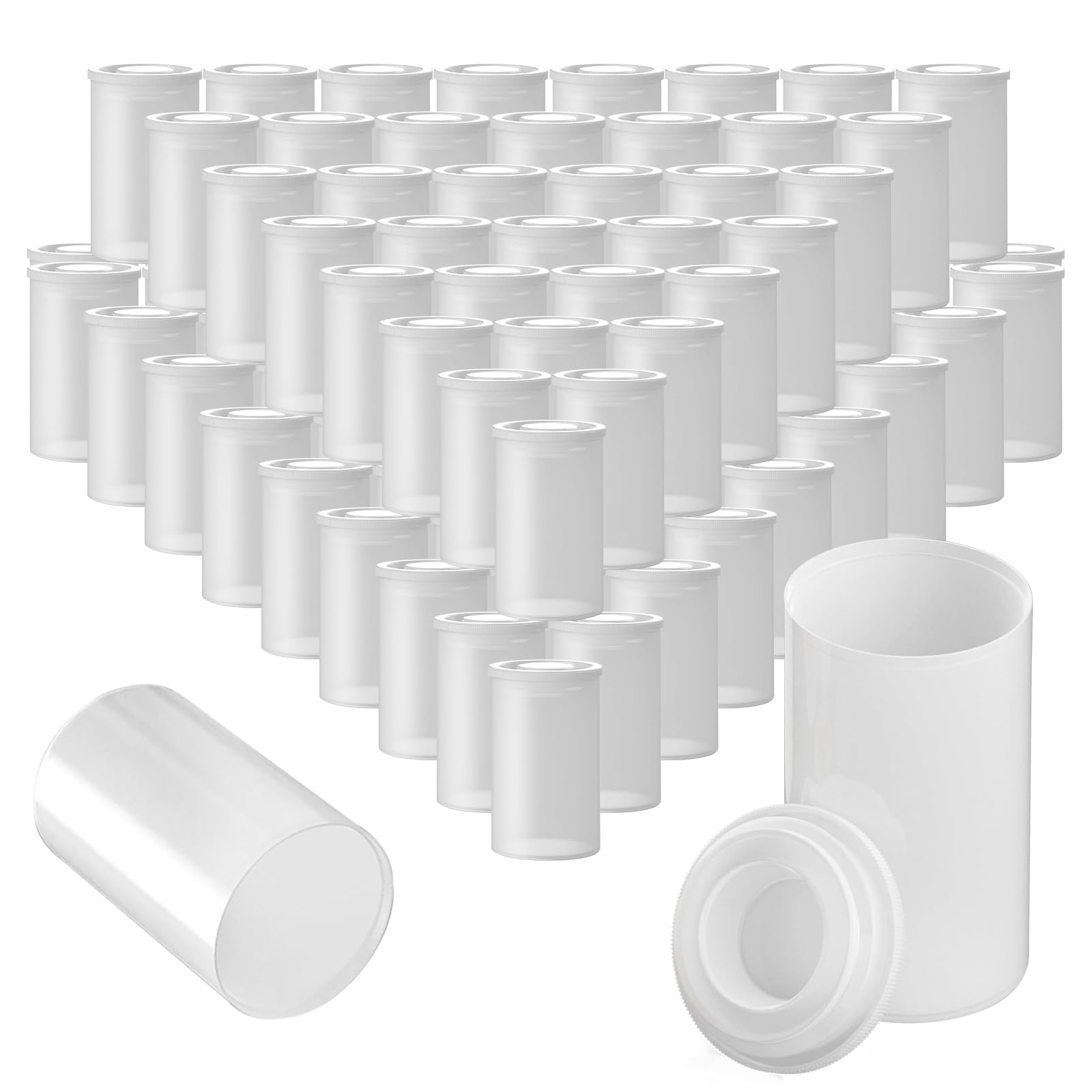 120 Pieces 35mm Empty Plastic Film Canisters with Lids - Small Storage Containers for Camera Reels, Art Beads, Fish Hooks, Coins & Keys - Perfect for Photography, Science Experiments, Craft Organizing & Travel Accessories (White)
