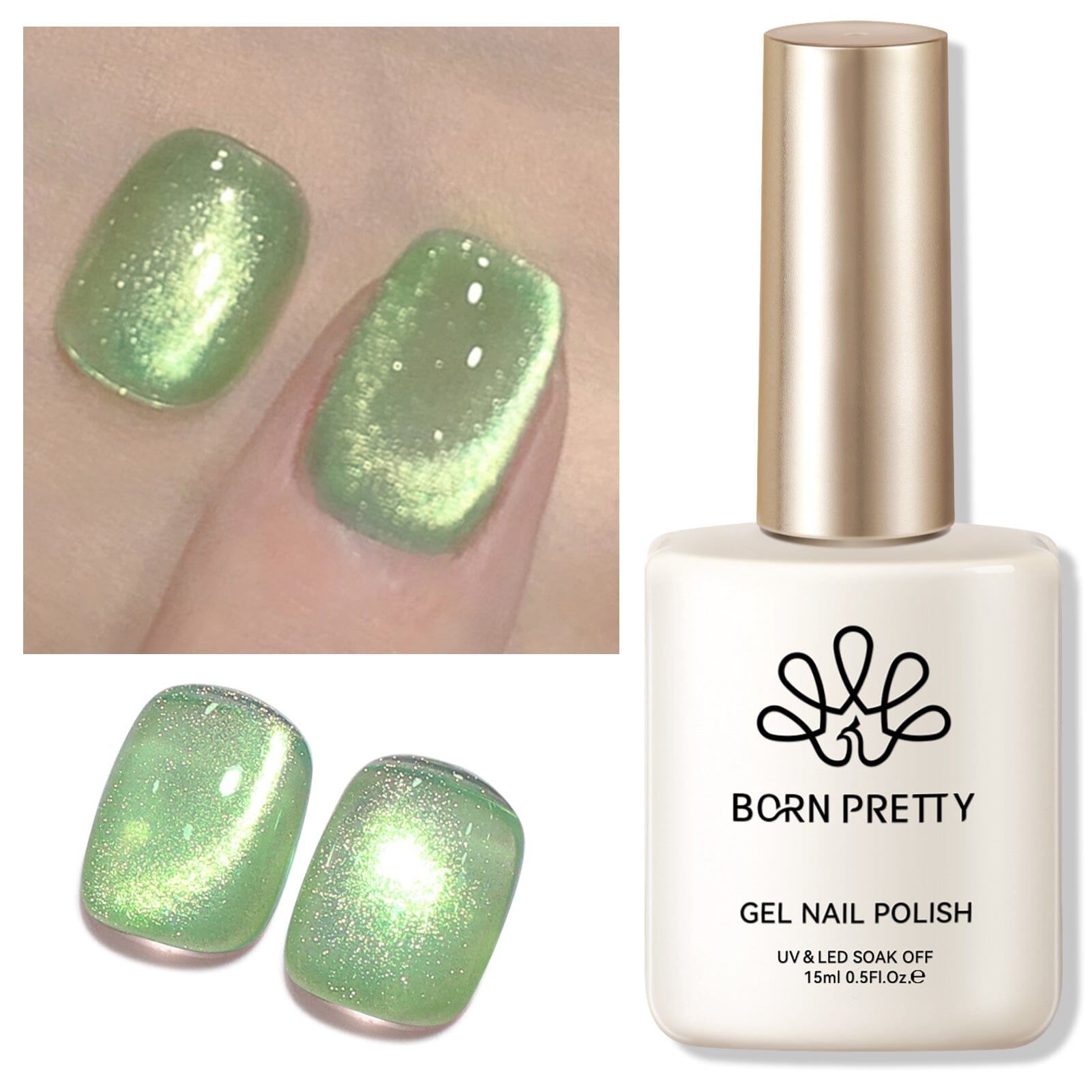 Green Cat Magnetic Gel GCM06 - 15ml Nail Polish with Strong Magnet Effect for Stunning 3D Nail Art - Perfect for Salons, Home Manicures & Special Occasions
