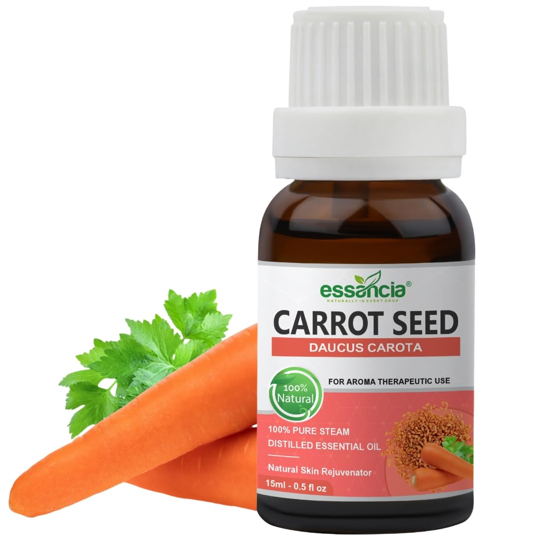 Essancia 100% Pure Carrot Seed Essential Oil - Natural Undiluted Therapeutic Grade for Skin Nourishment & Hair Care (15ml) - Perfect for DIY Beauty Recipes, Aromatherapy & Massage