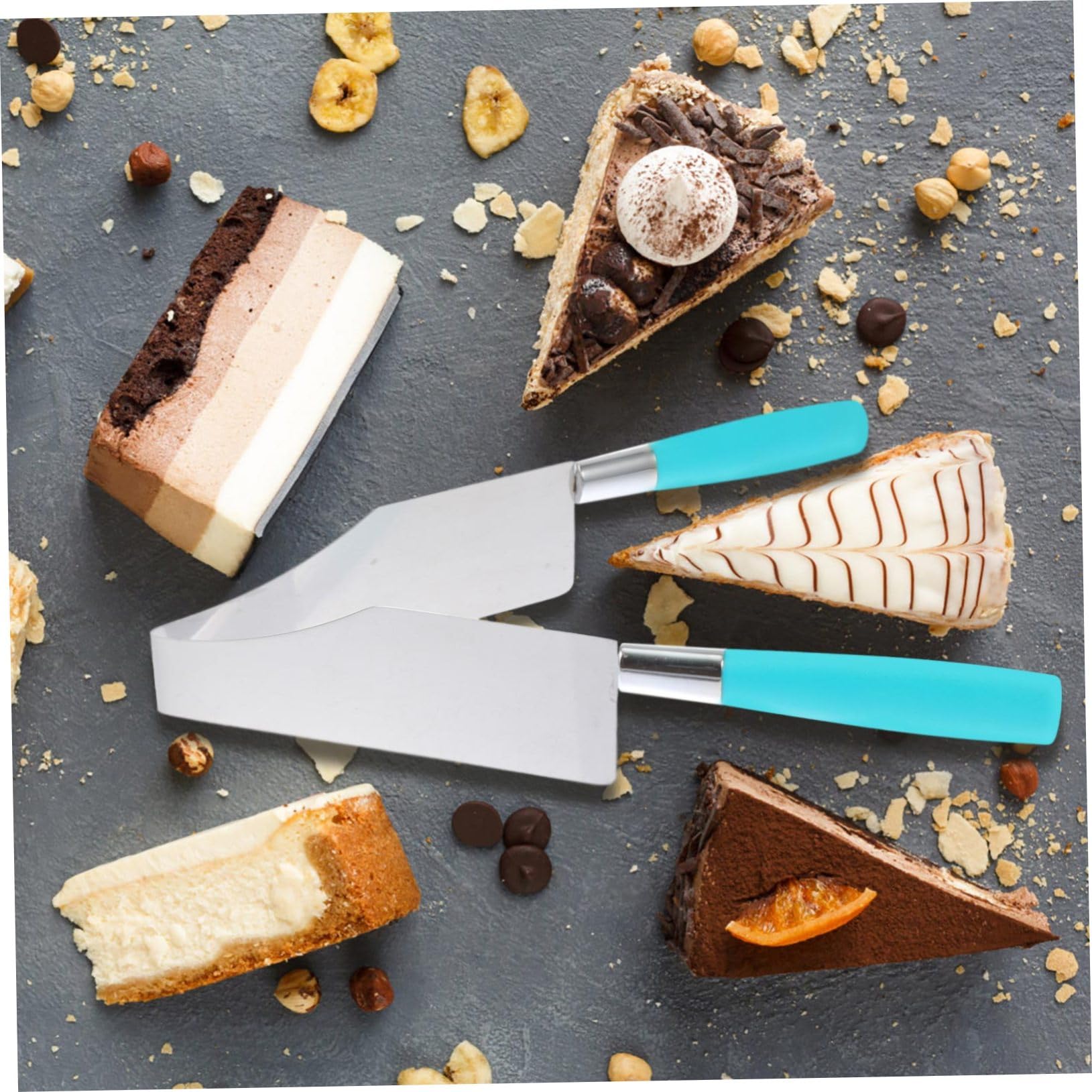 DOITOOL 2-Piece Stainless Steel Cake Slicer Set - Professional Cake Server, Pie Knife & Pastry Divider for Wedding, Birthday Parties & Bakery Use